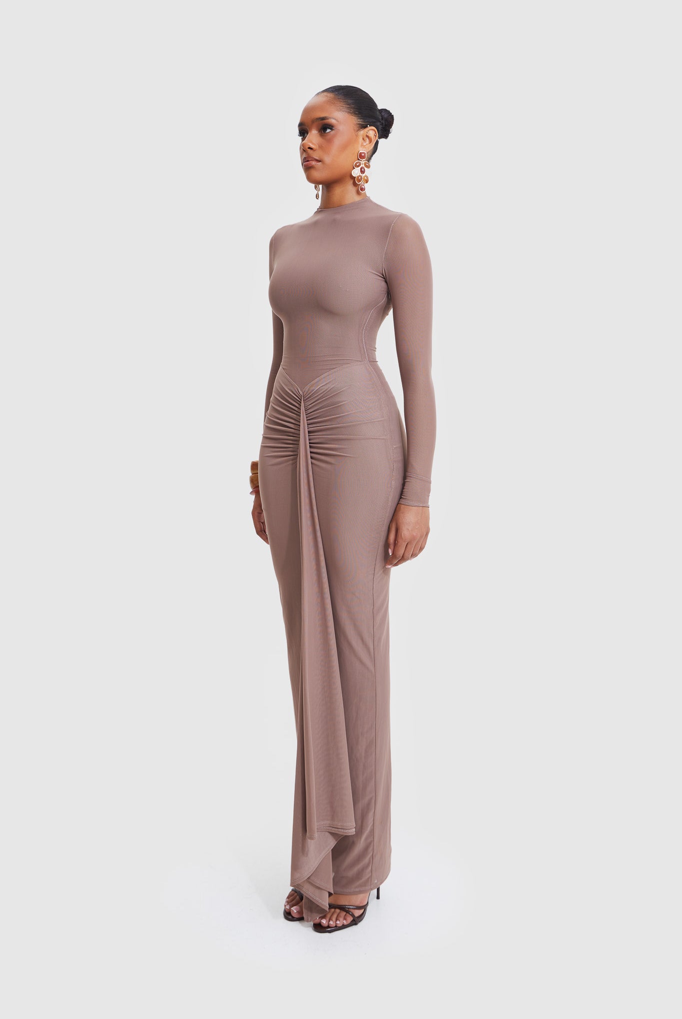 Aluya Mesh Dress - Burnt Sugar