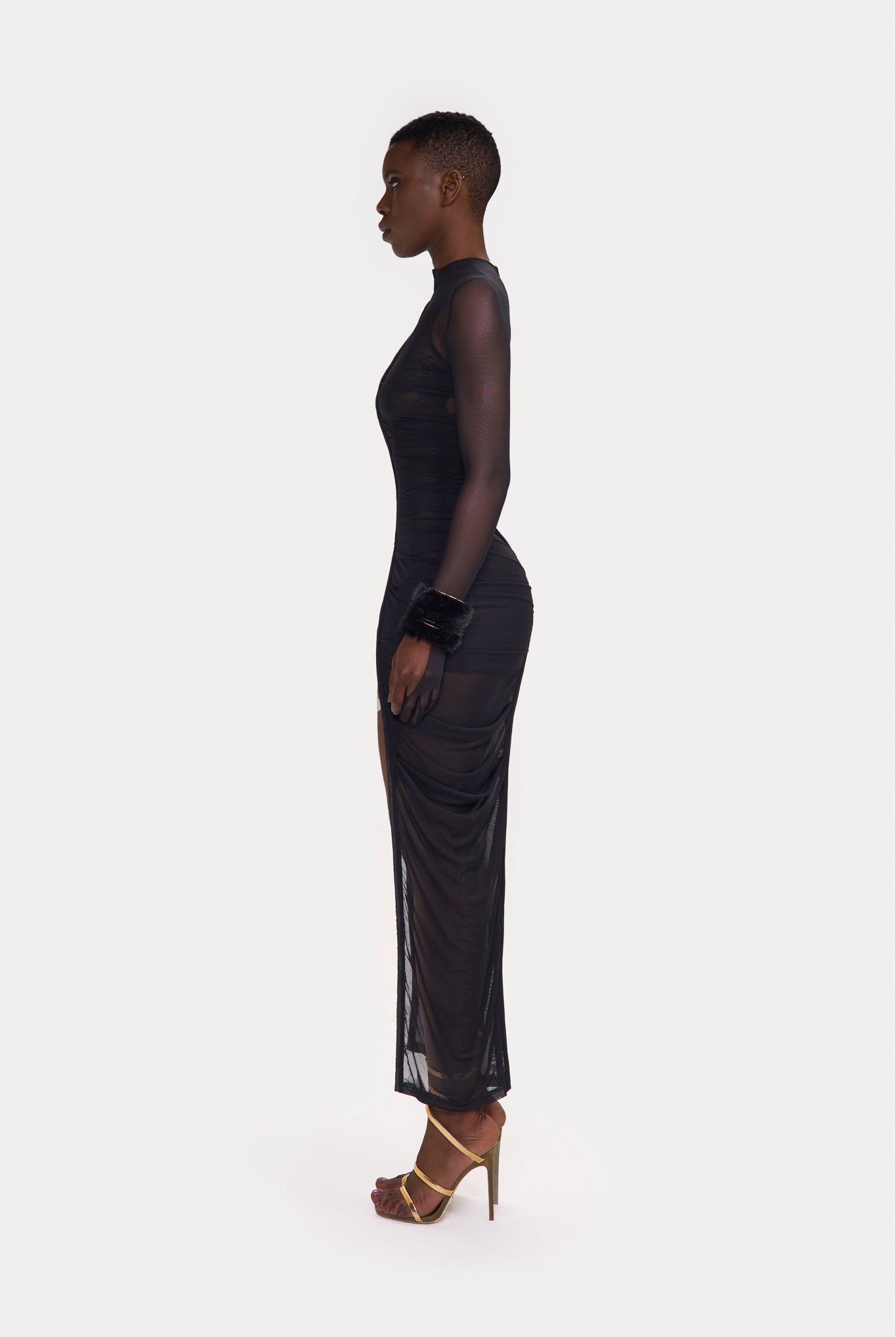 Ruched Mesh Overlay Lace Mini