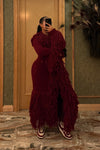 Knitted Alpaca Fur Coat - DEEP RED