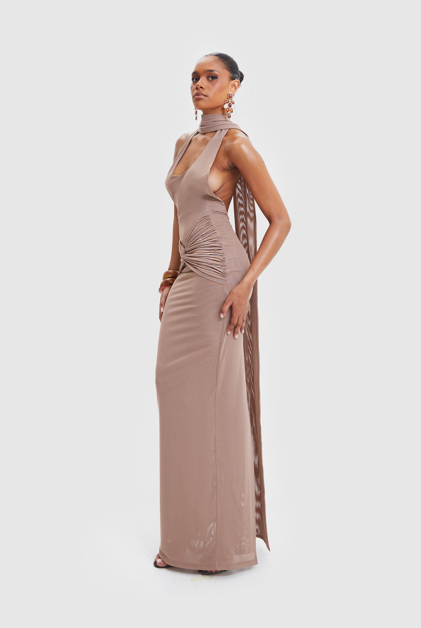 Naomi Open Back Dress - Burnt Sugar