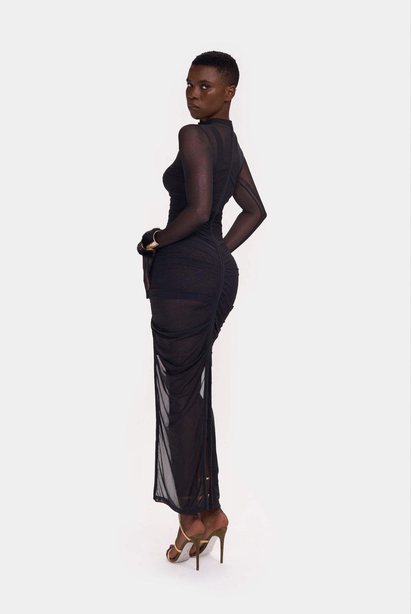 Ruched Mesh Overlay Lace Mini