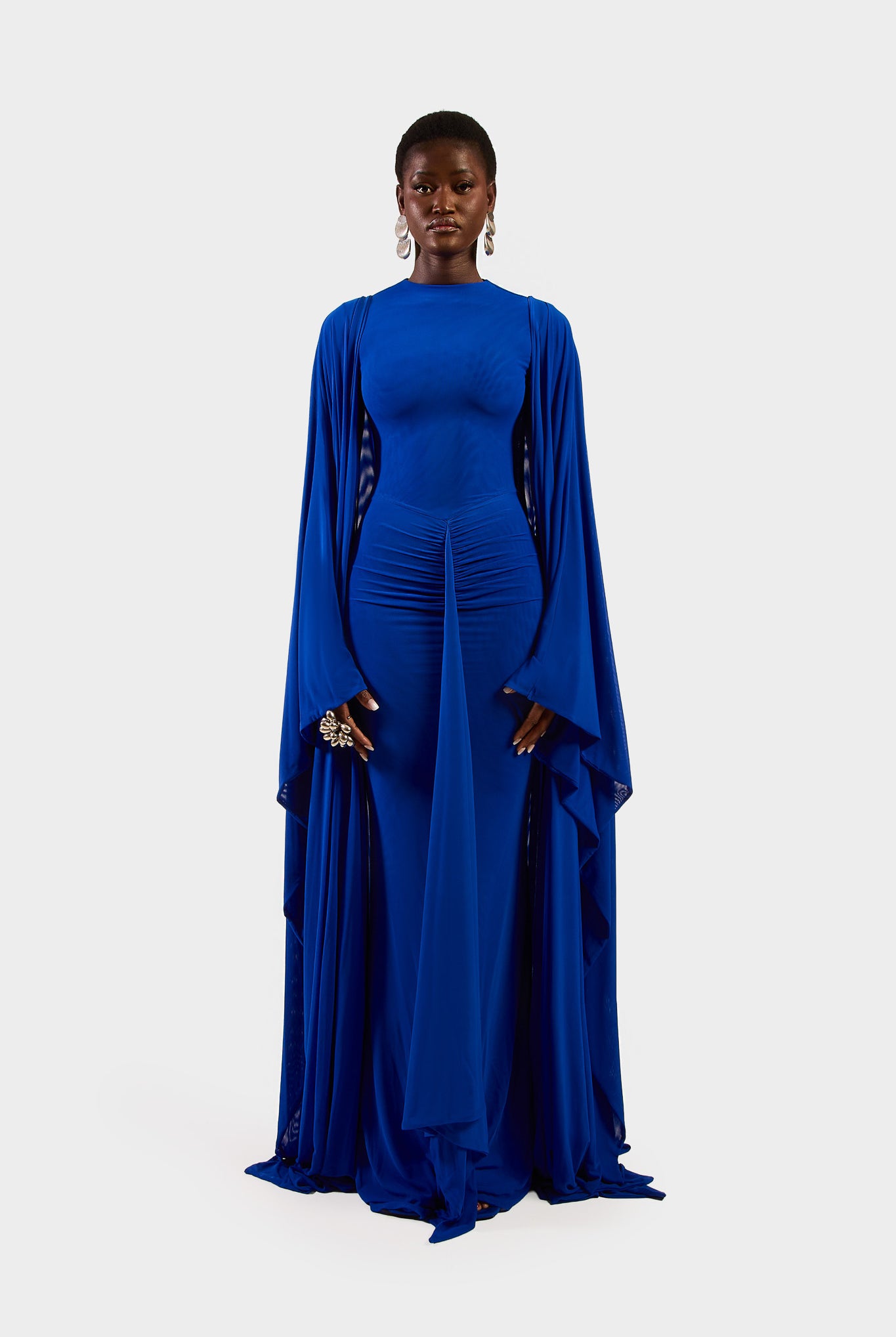 Aluya Mesh Draped Cape - Sapphire