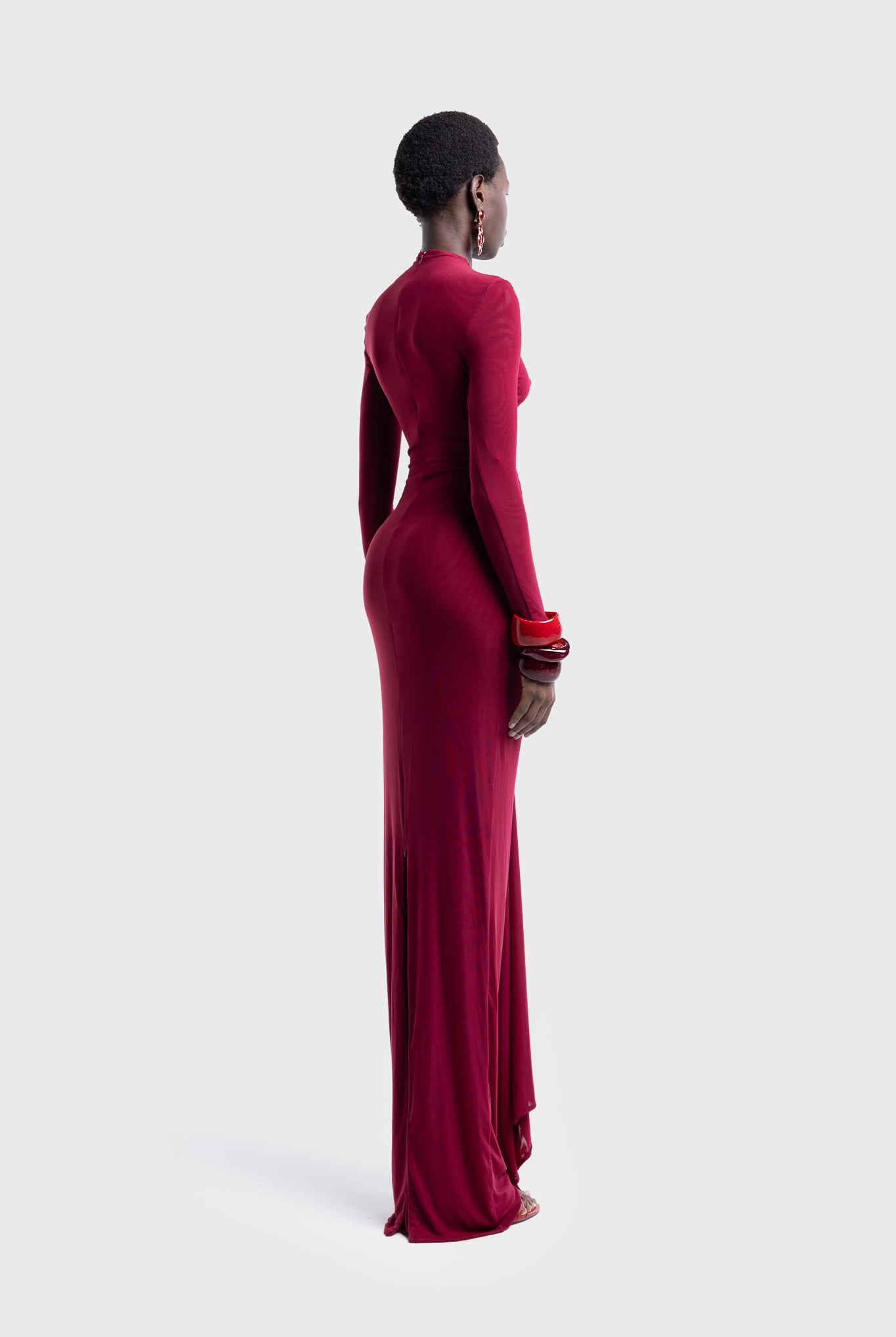 Aluya Mesh Dress - Deep Cherry