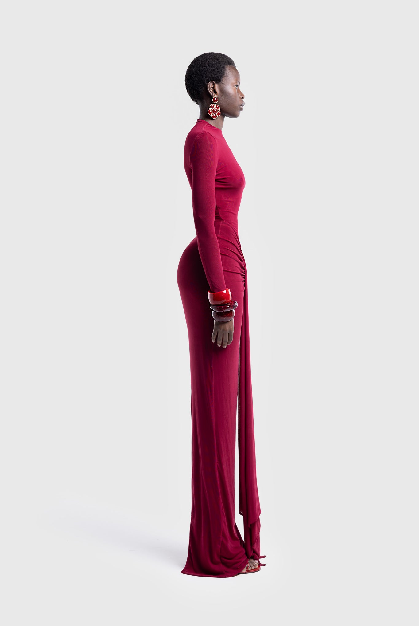 Aluya Mesh Dress - Deep Cherry