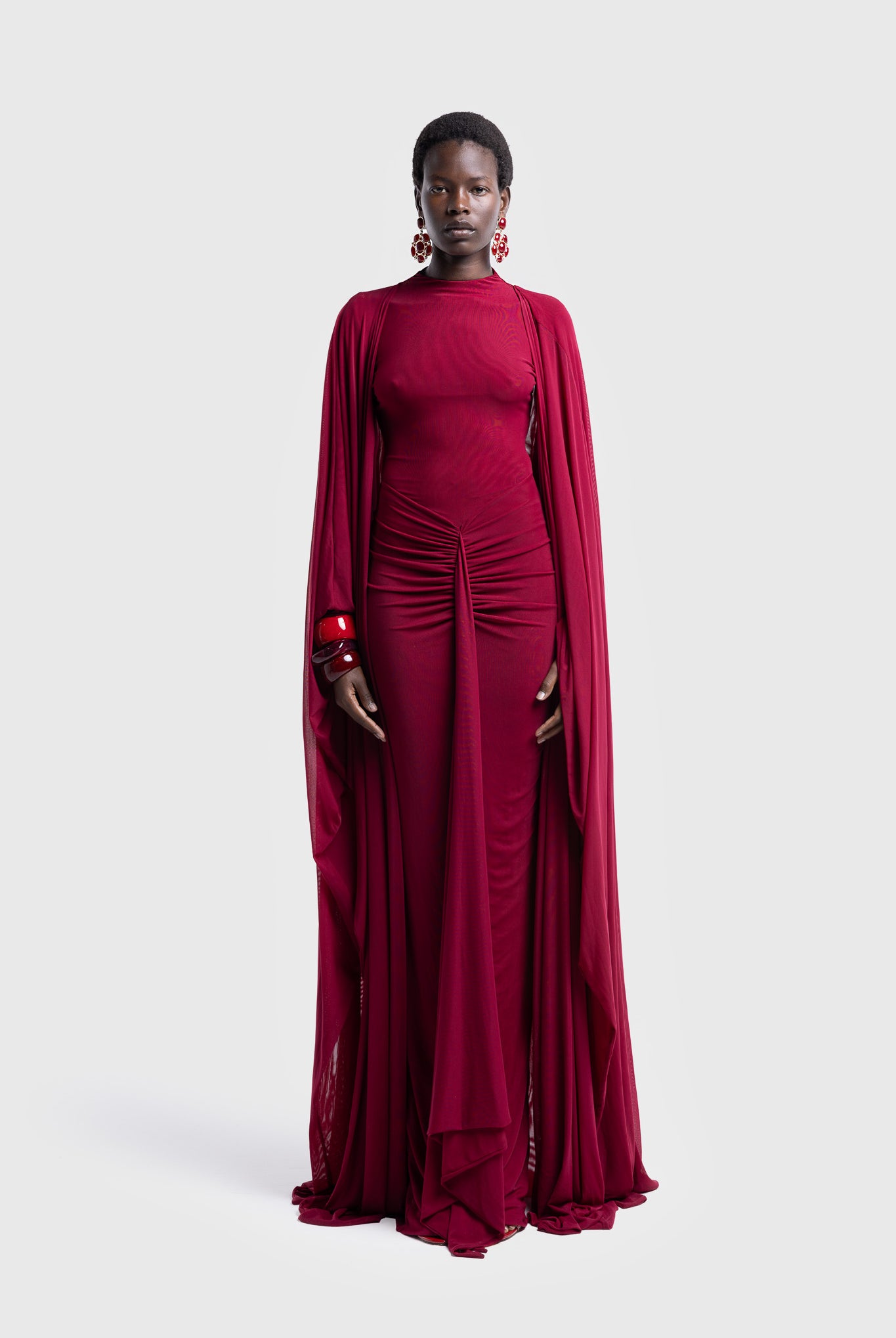 Aluya Mesh Dress - Deep Cherry