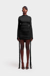 Ruched Tassel Mini Skirt - Panther