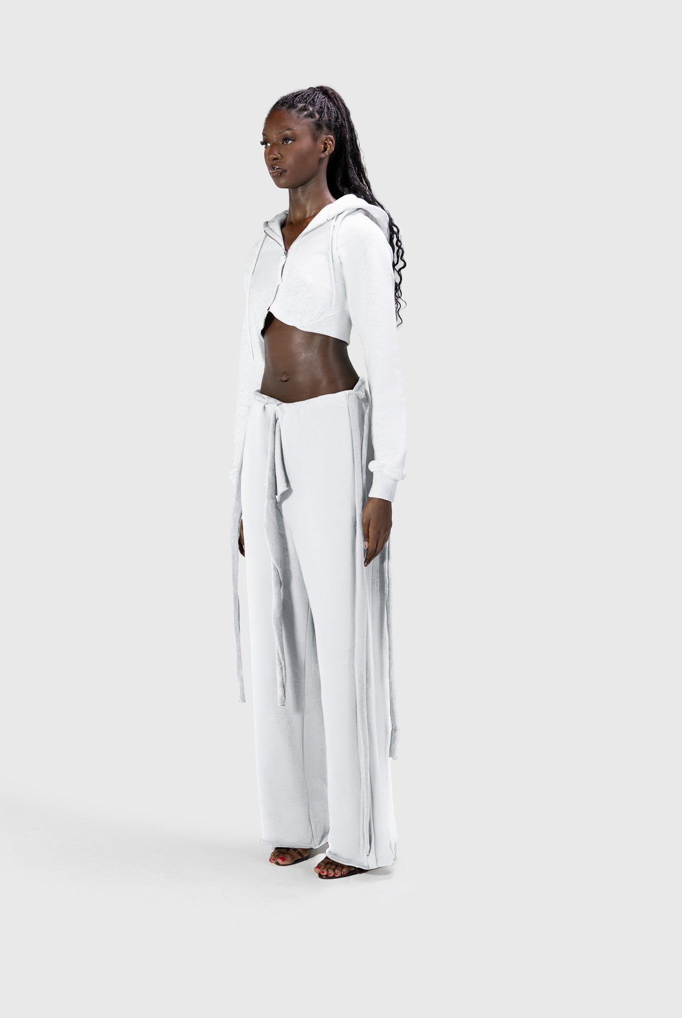 Wrapped Wide Leg Jogger - Light Grey
