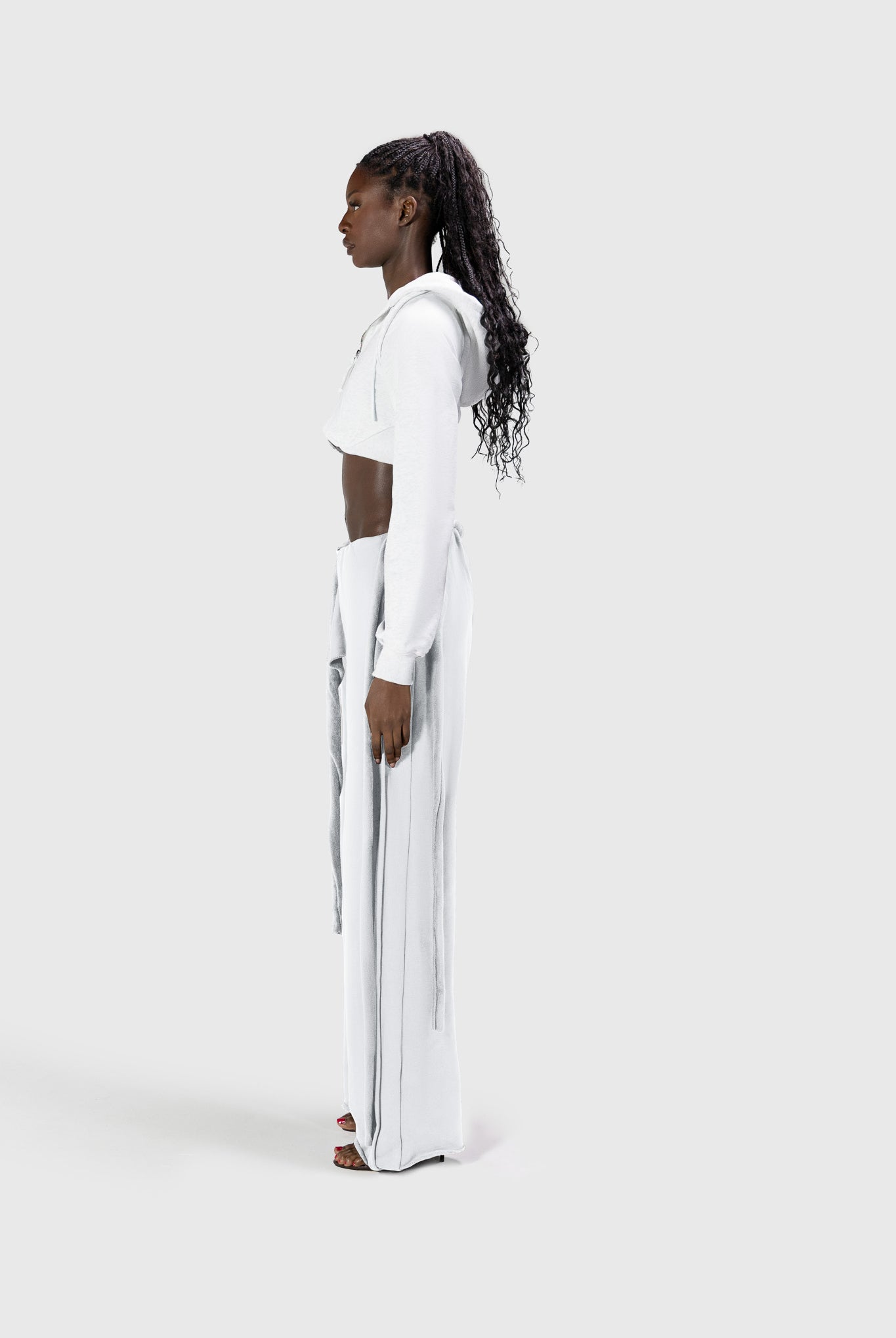 Wrapped Wide Leg Jogger - Light Grey