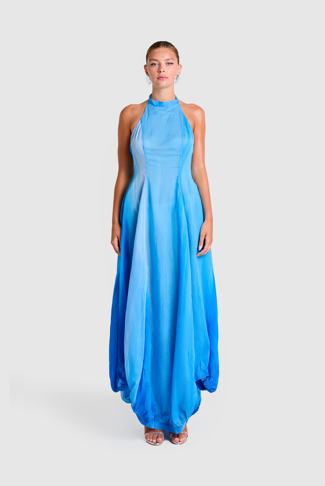 Chiffon Balloon Maxi - Sky Print