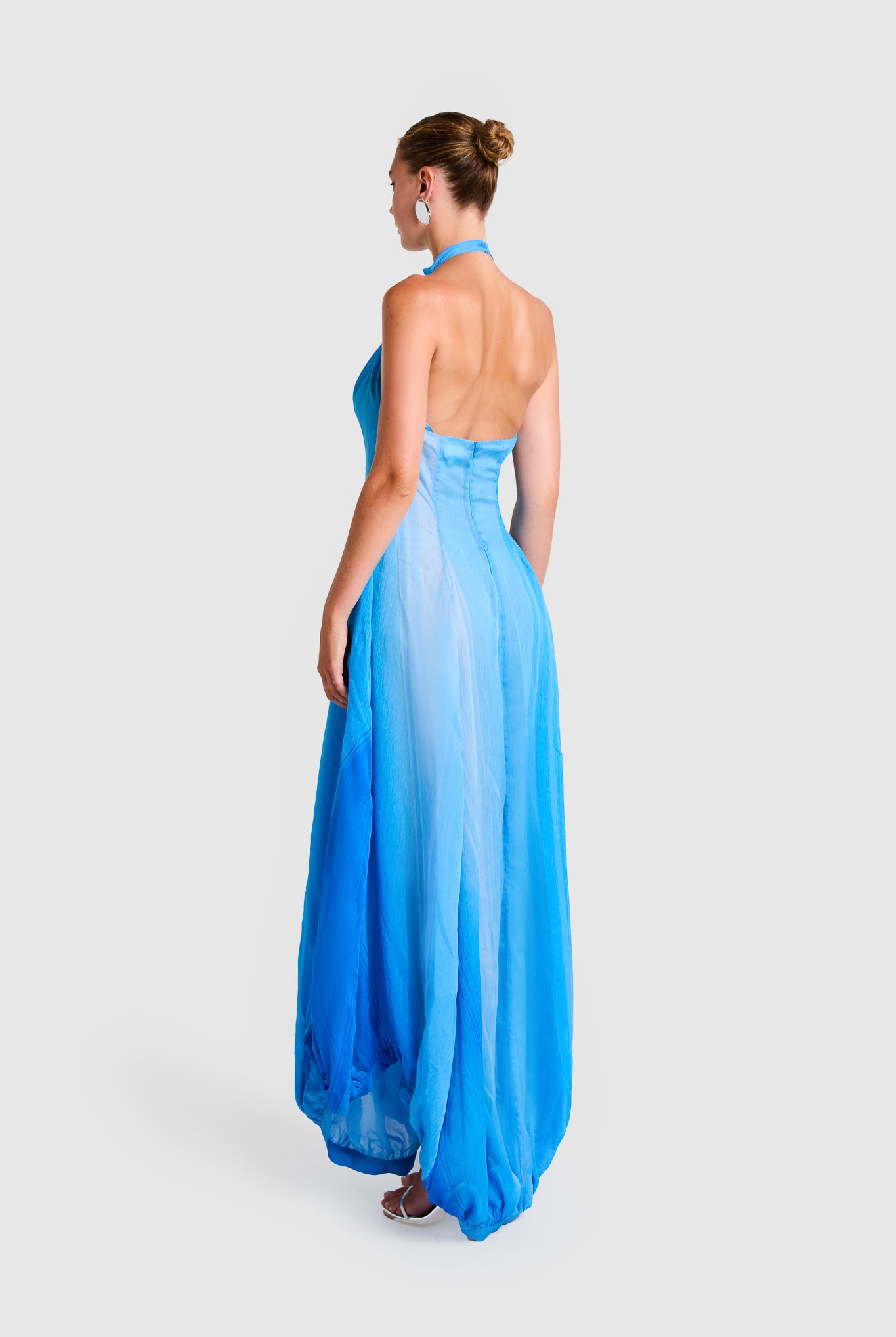 Chiffon Balloon Maxi - Sky Print