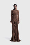 Waterfall Draped Maxi - Deep Brown