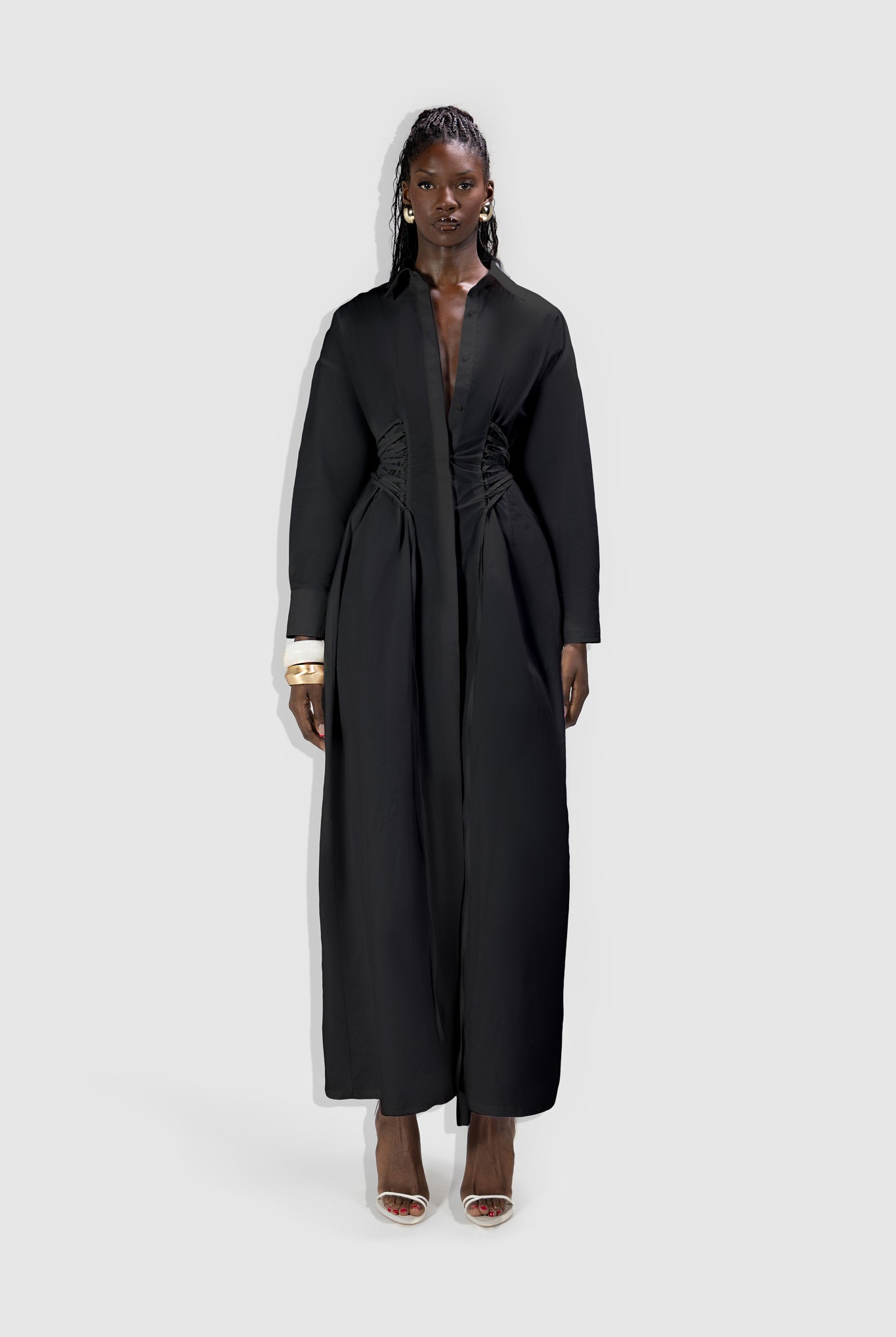 Corset Maxi Shirt - Black