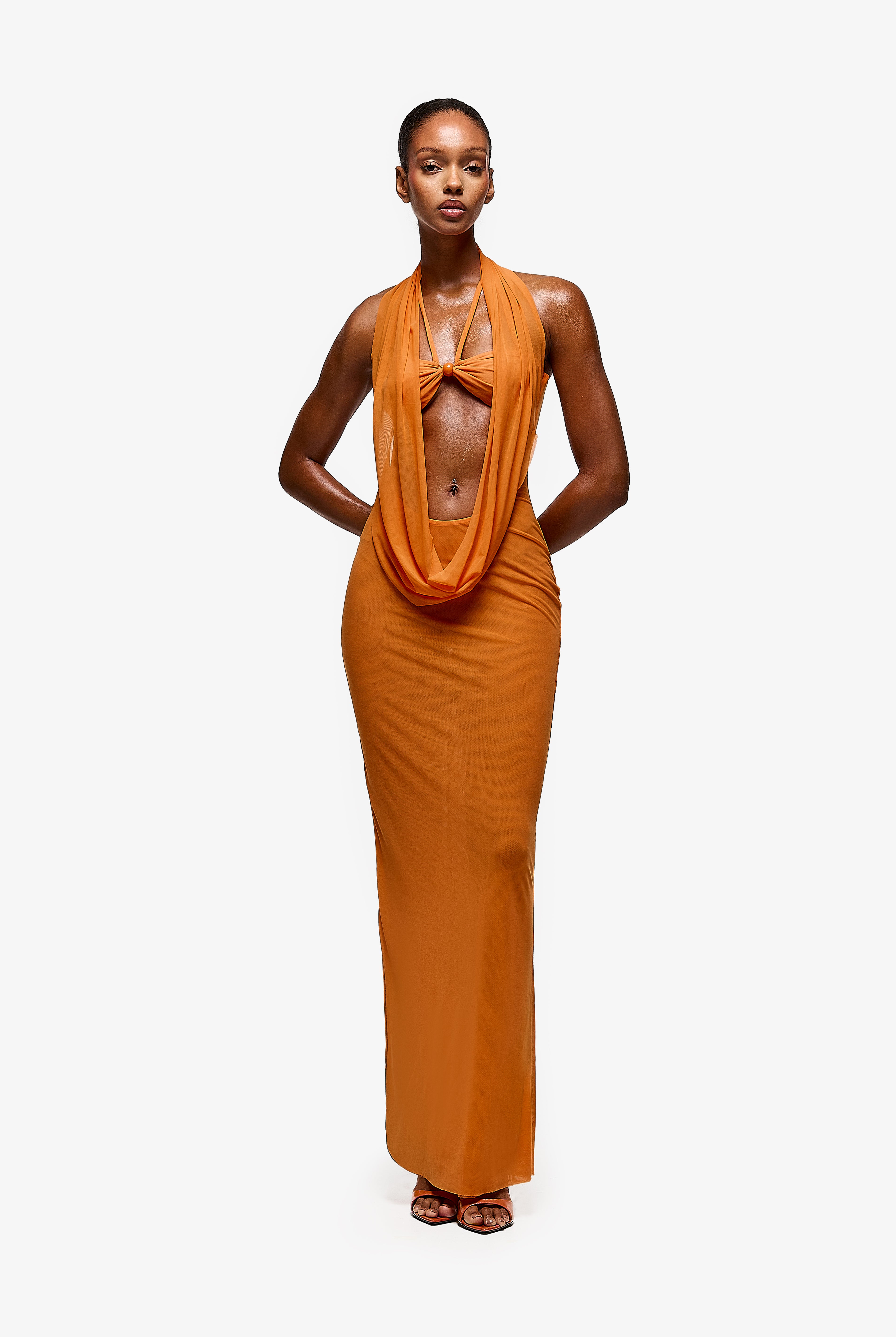 Valen Draped Coverup - Tangelo