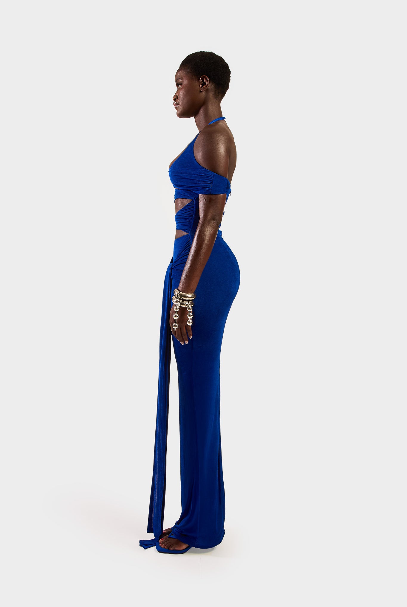 Cut Out Halter Dress - Sapphire