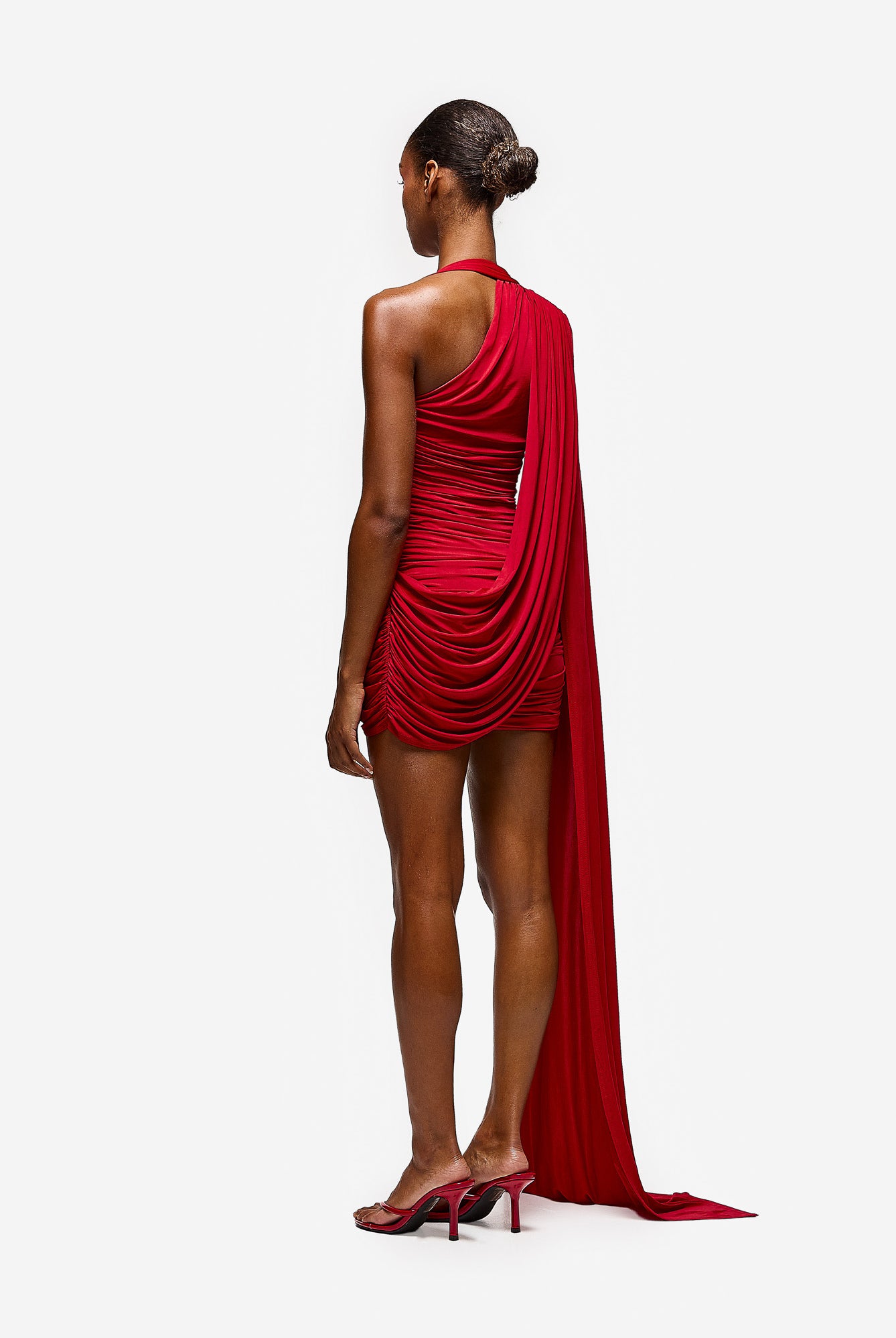 Ruched Draped Mini - Pepper Red