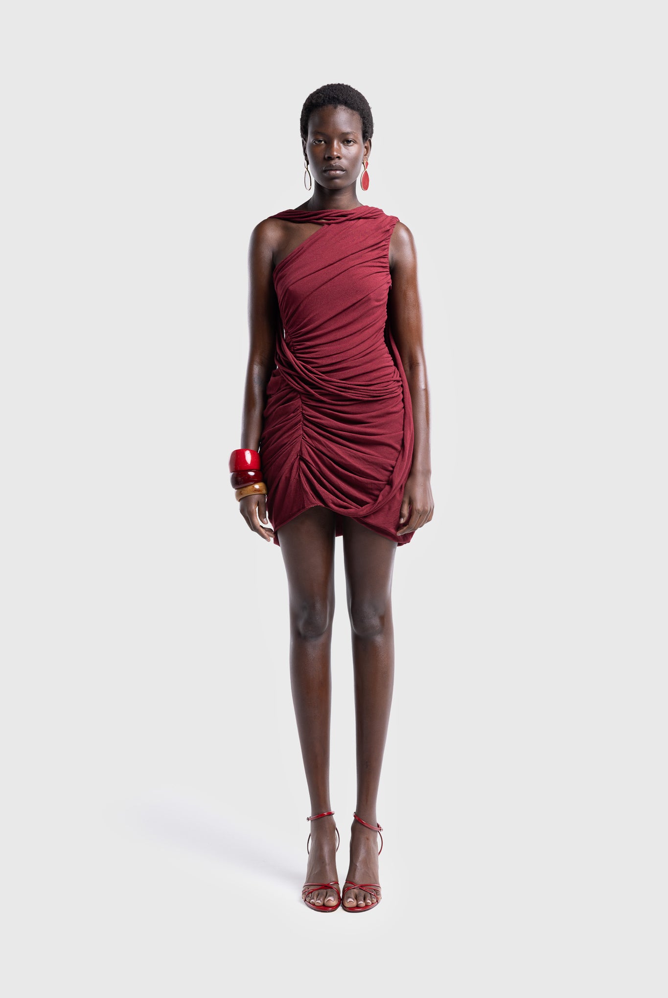 Kora Asymmetric Tassel Mini - Deep Cherry