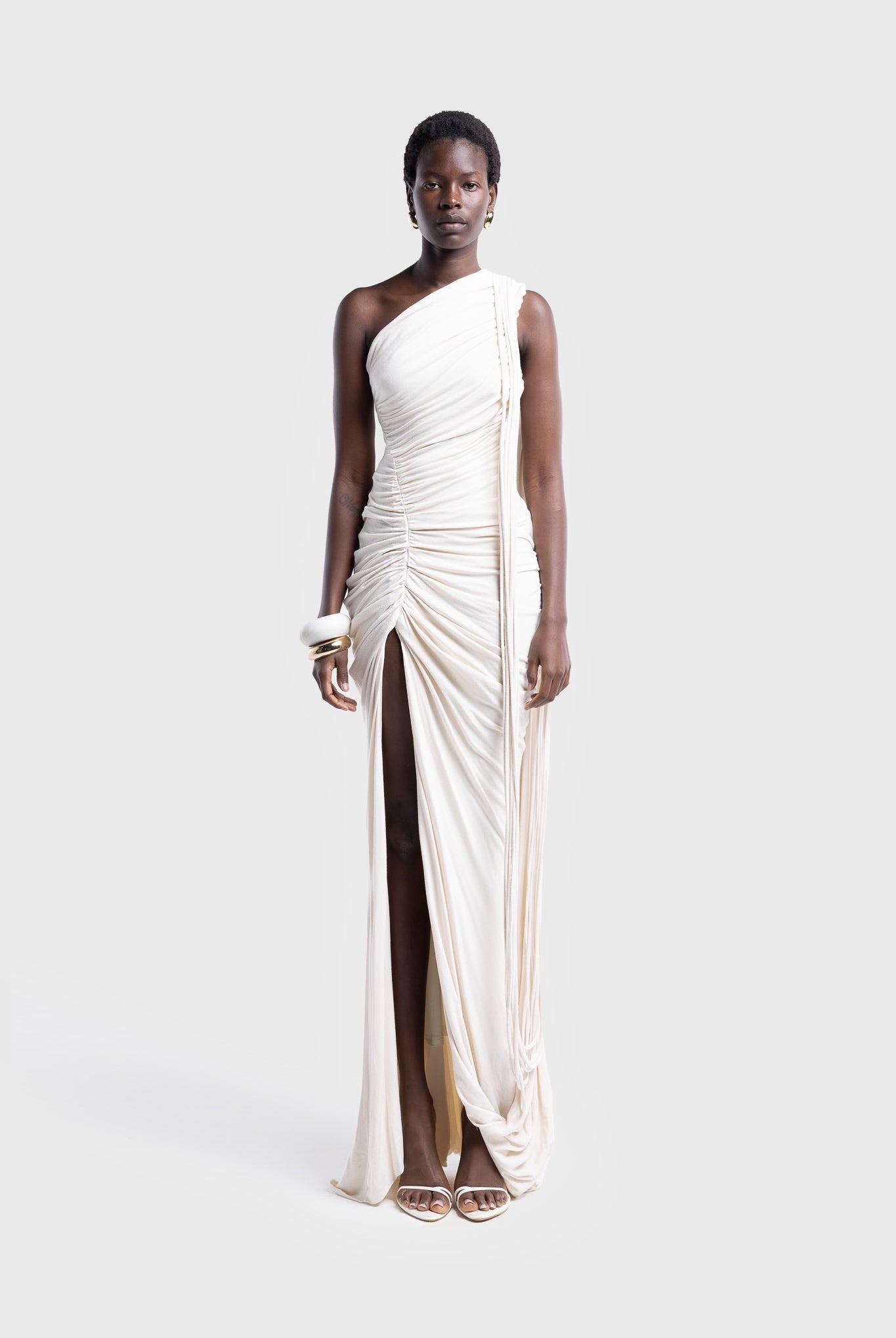 Kora Asymmetric Tassel Dress - Off White