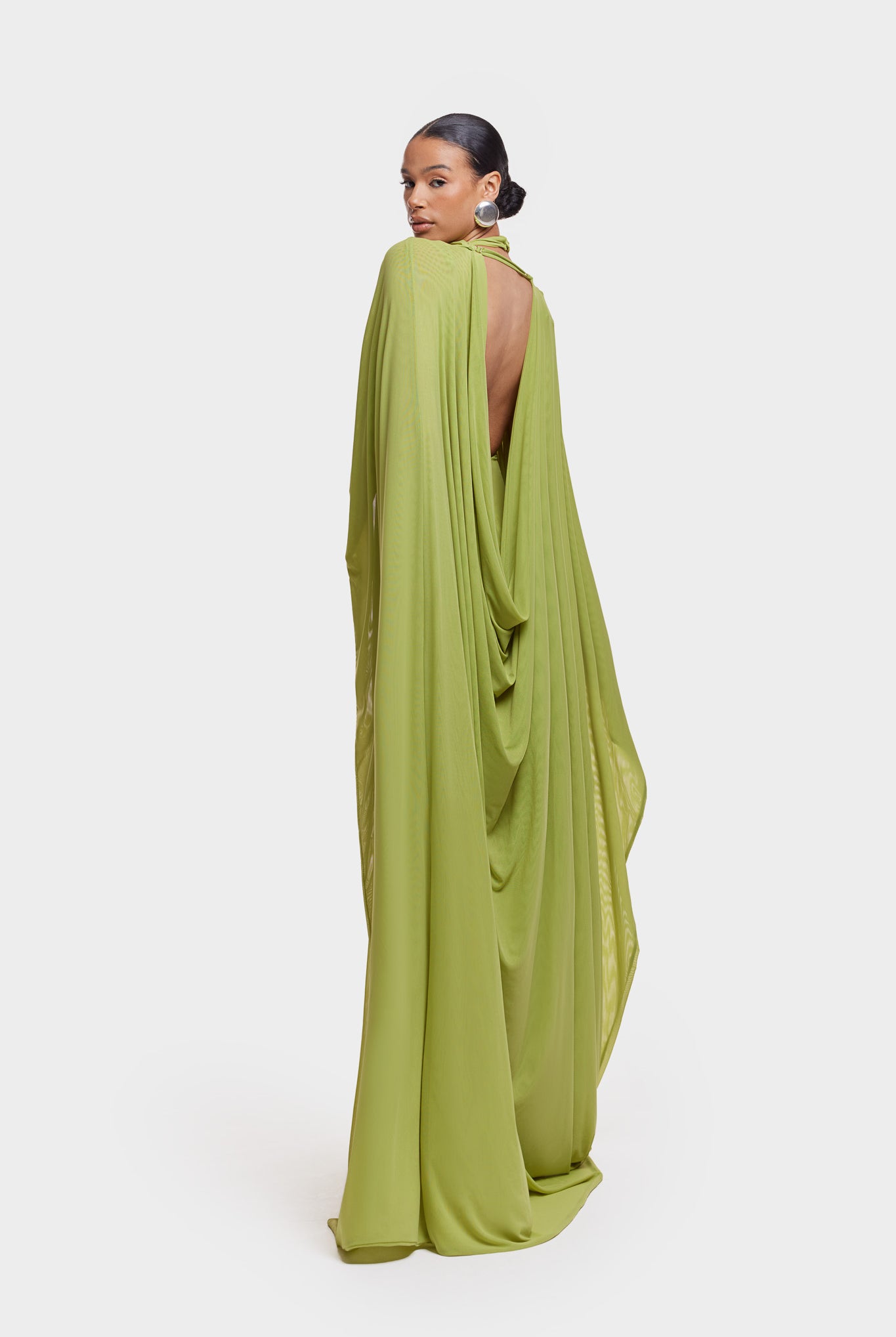 Aluya Mesh Draped Cape - Lime Green