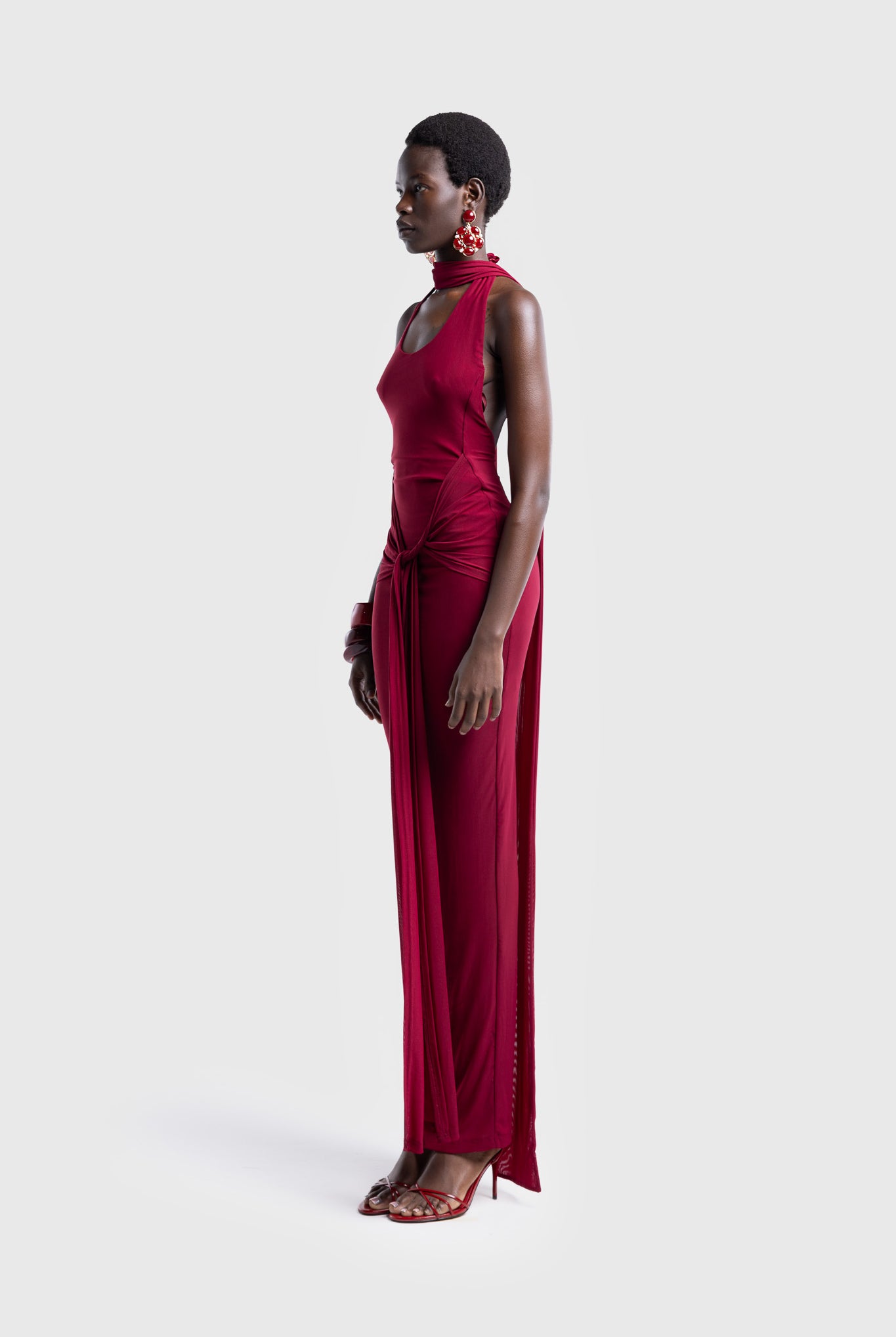 Naomi Open Back Dress - Deep Cherry