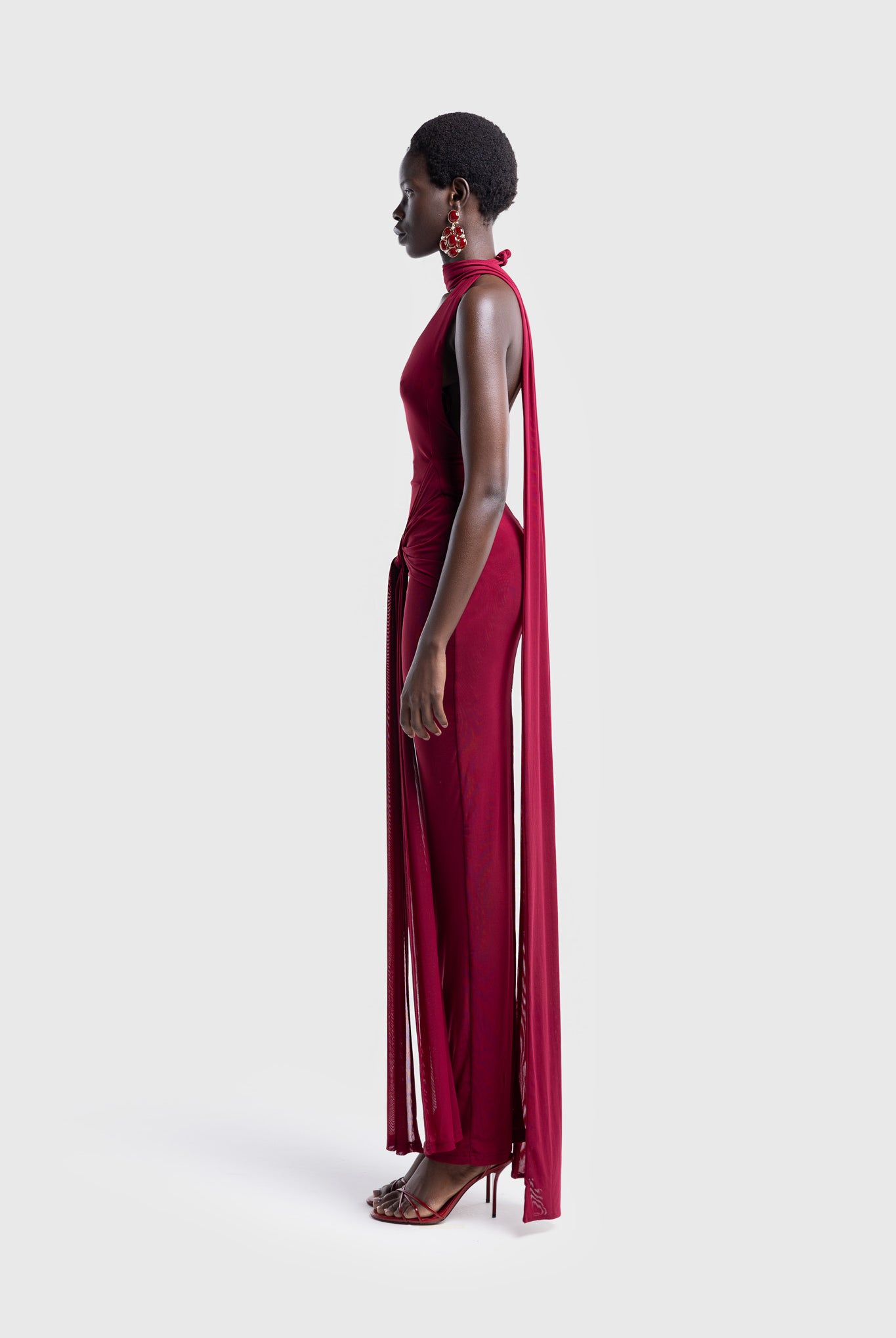 Naomi Open Back Dress - Deep Cherry
