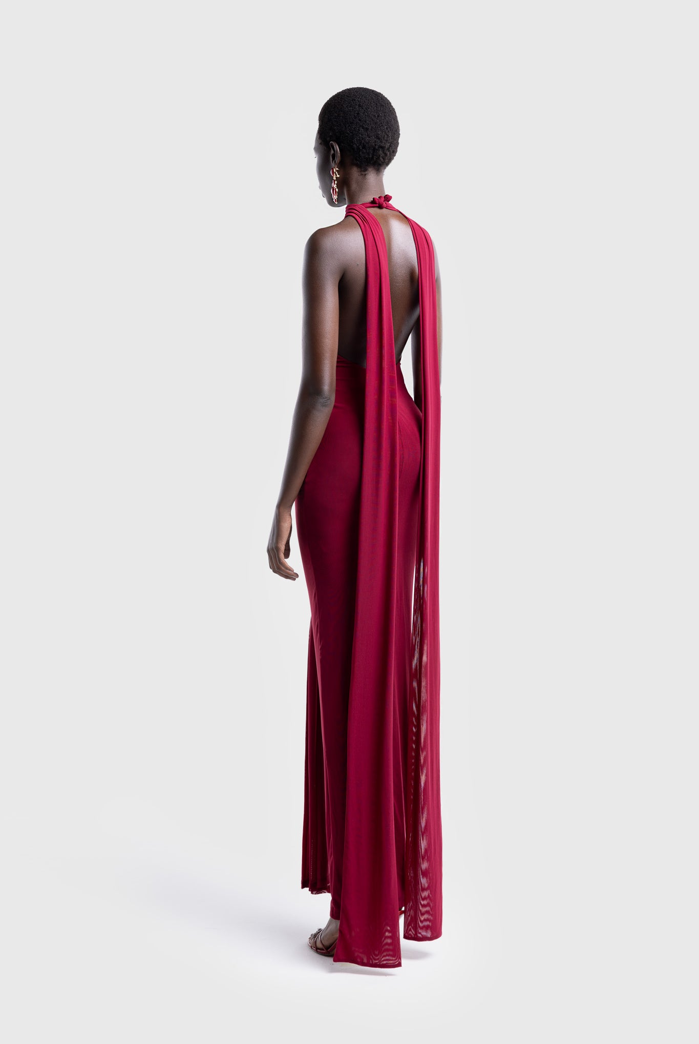 Naomi Open Back Dress - Deep Cherry