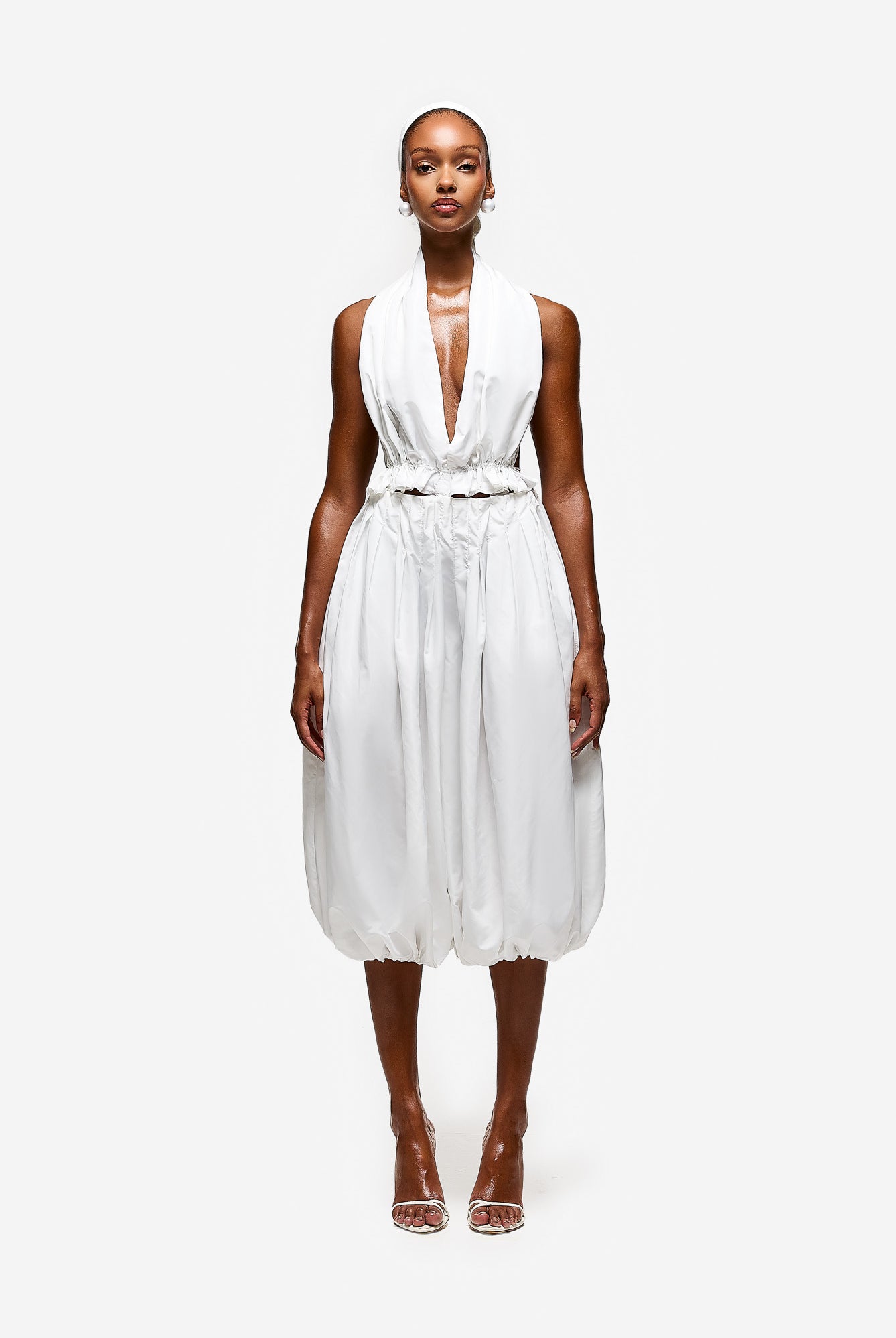 Pleated Halter Top - White