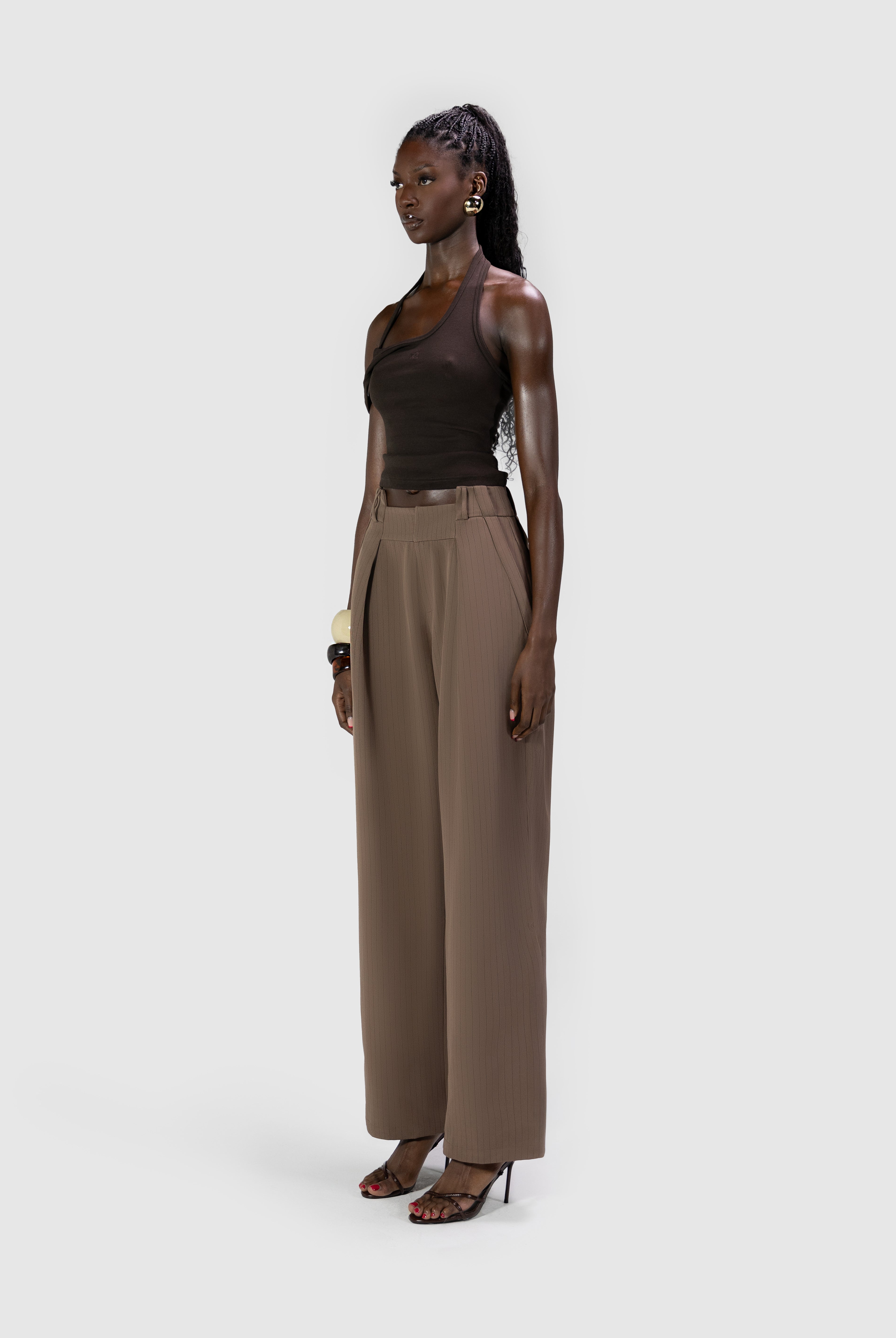 Wide Leg Suit Pants - Coco Pinstripe