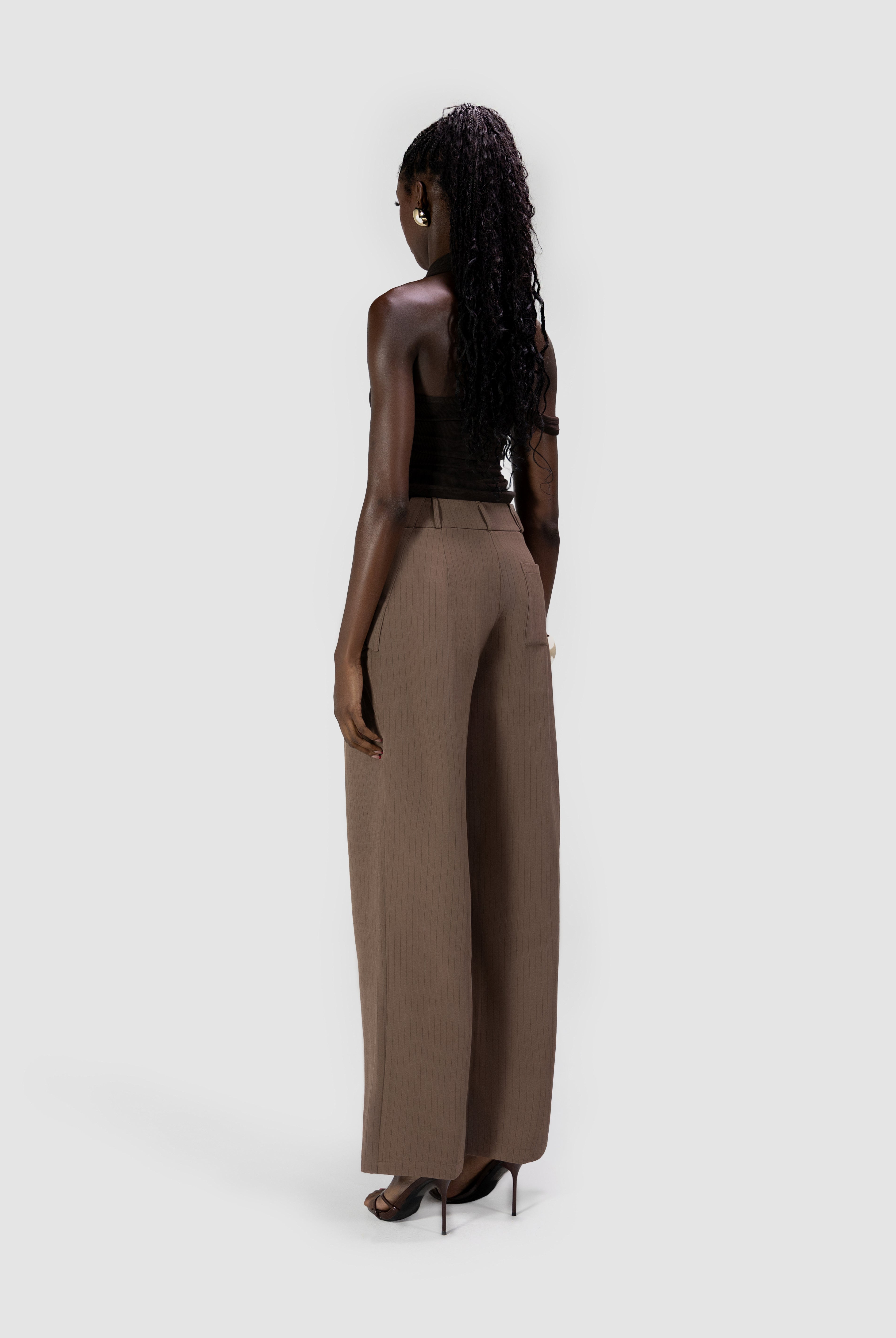 Wide Leg Suit Pants - Coco Pinstripe