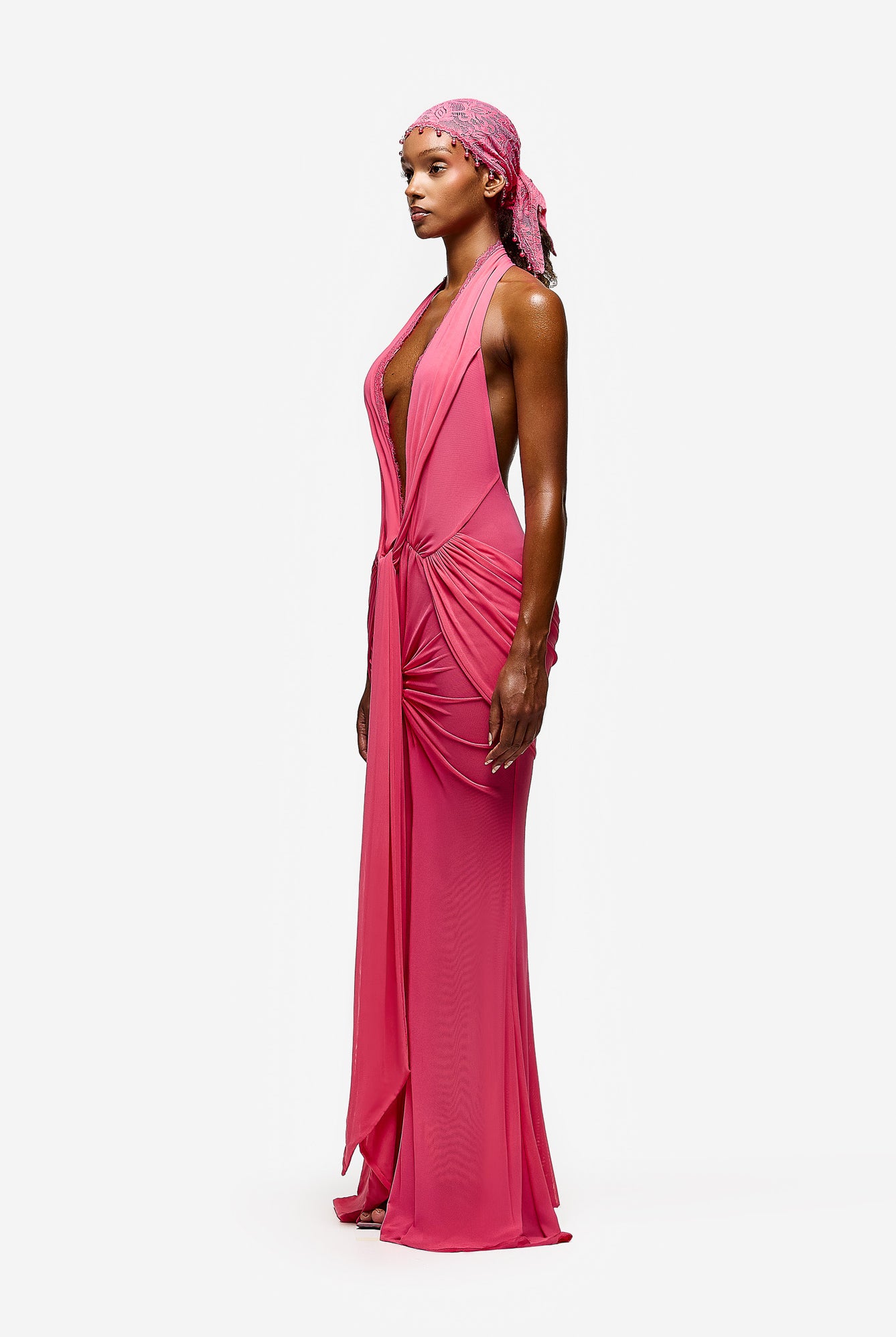 Rayani Halter Dress - Pink Guava