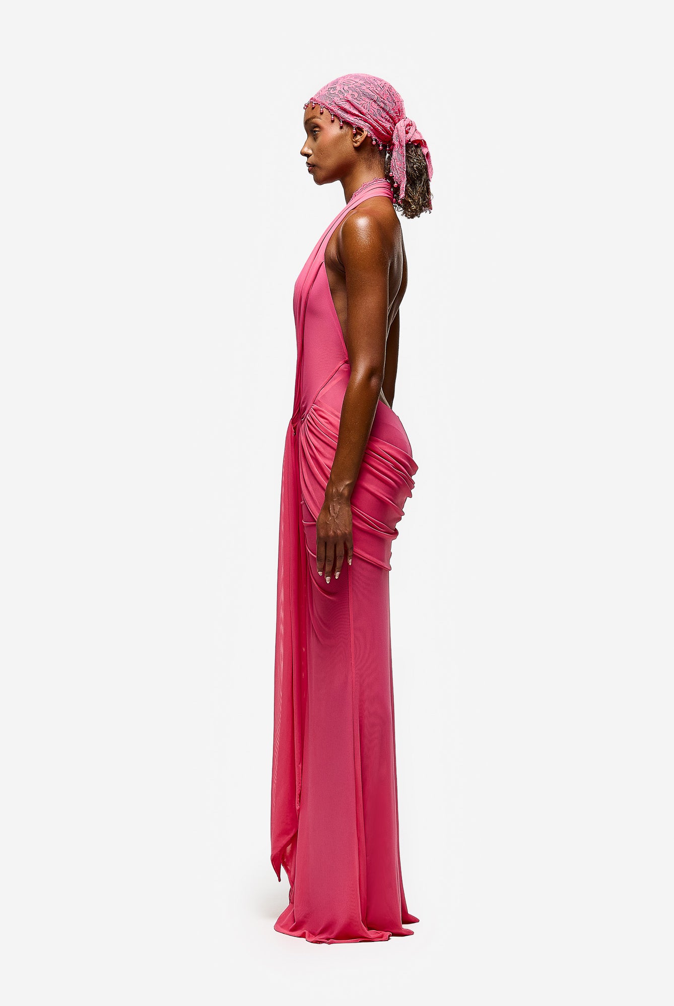 Rayani Halter Dress - Pink Guava