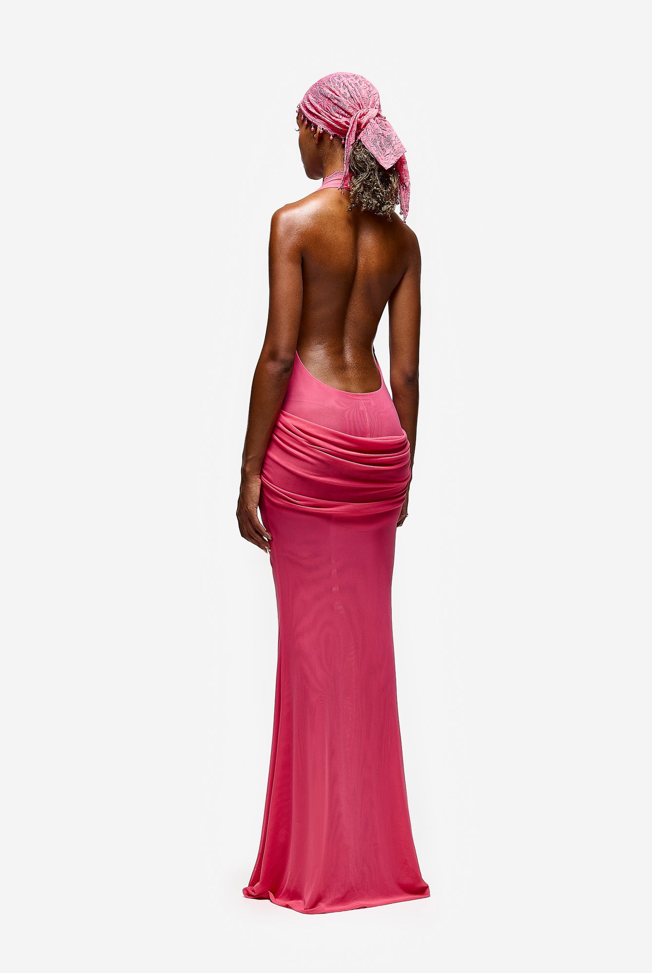 Rayani Bead Bandana - Pink Guava