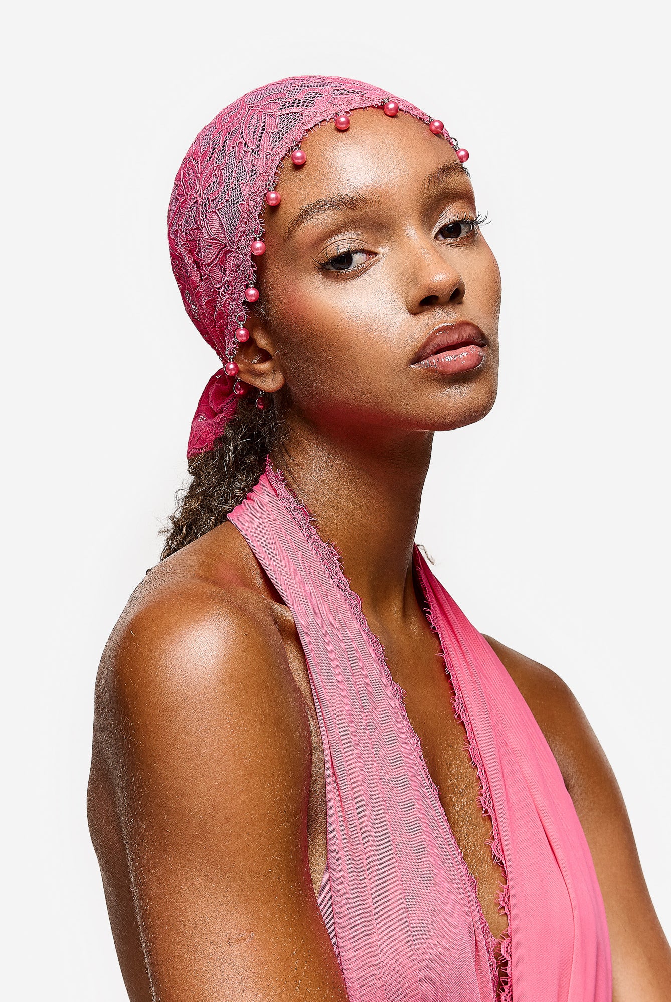 Rayani Bead Bandana - Pink Guava