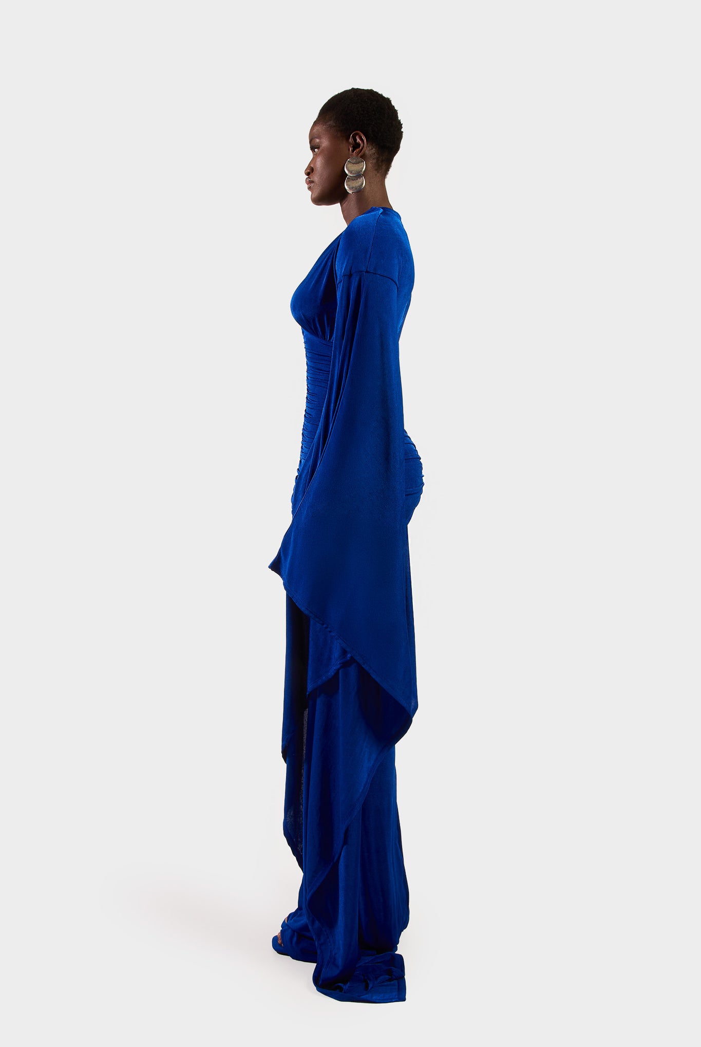 Ruched Batwing Gown - Sapphire