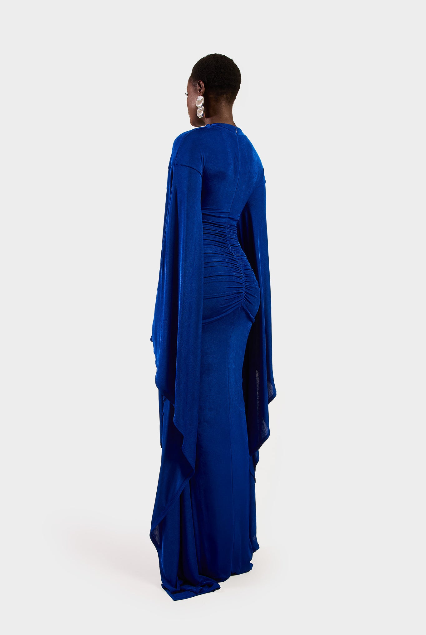 Ruched Batwing Gown - Sapphire