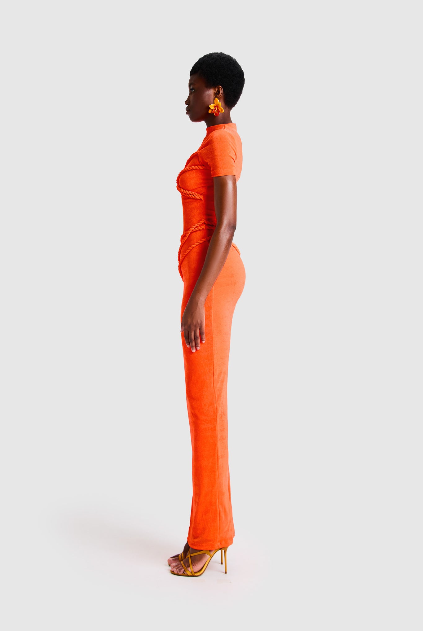 Twisted Rope T Shirt Dress - Orange