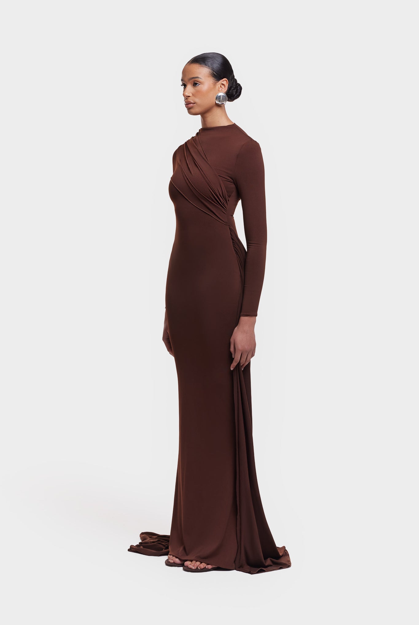 Waterfall Draped Maxi - Deep Brown