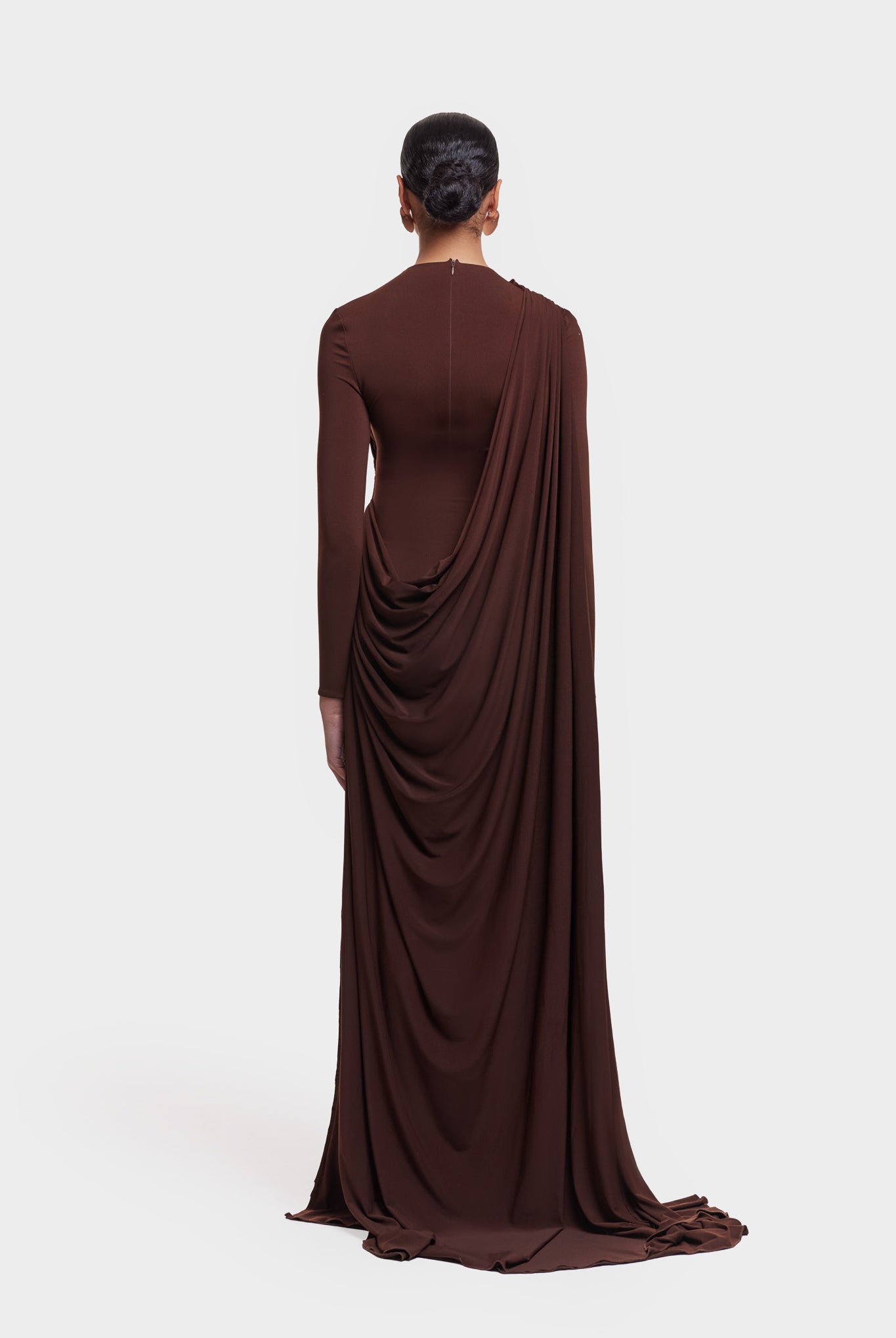 Waterfall Draped Maxi - Deep Brown