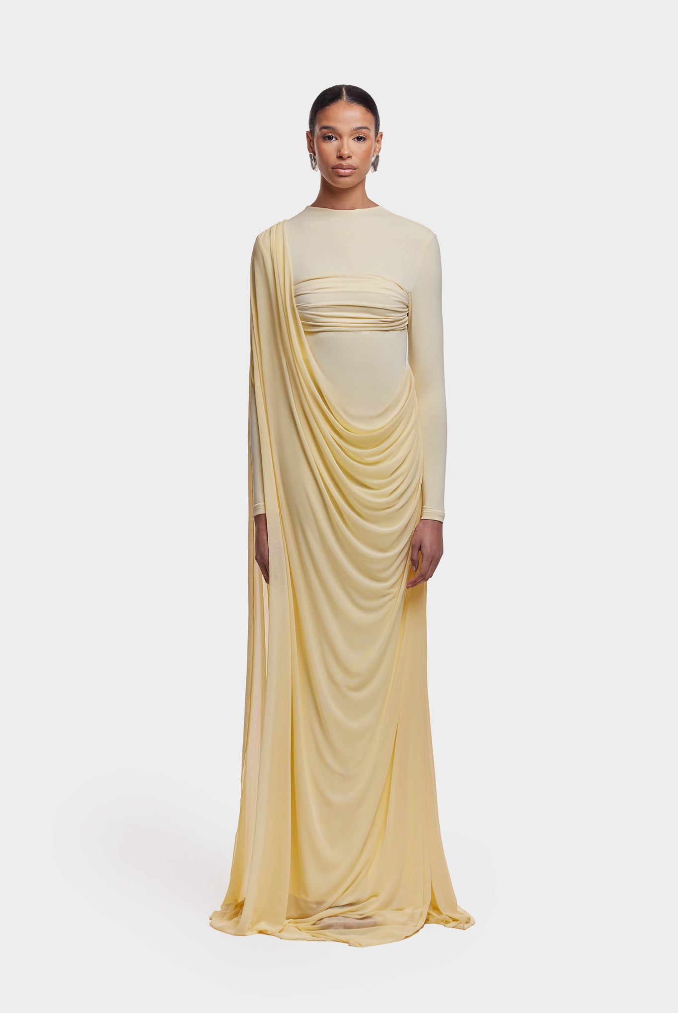Waterfall Draped Maxi - Butter Yellow