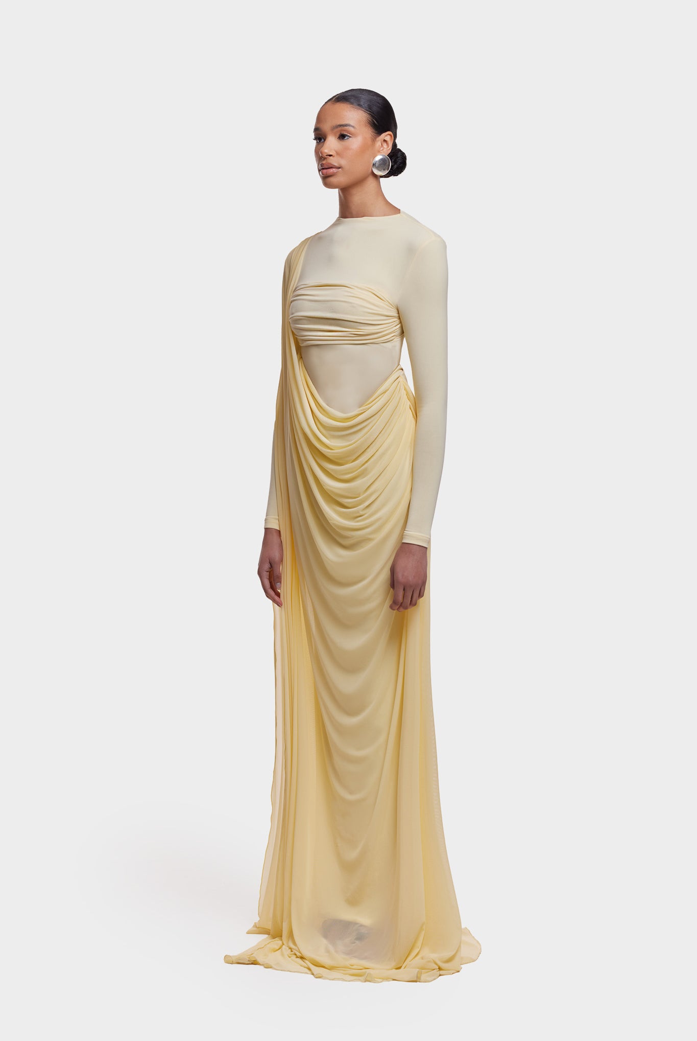 Waterfall Draped Maxi - Butter Yellow