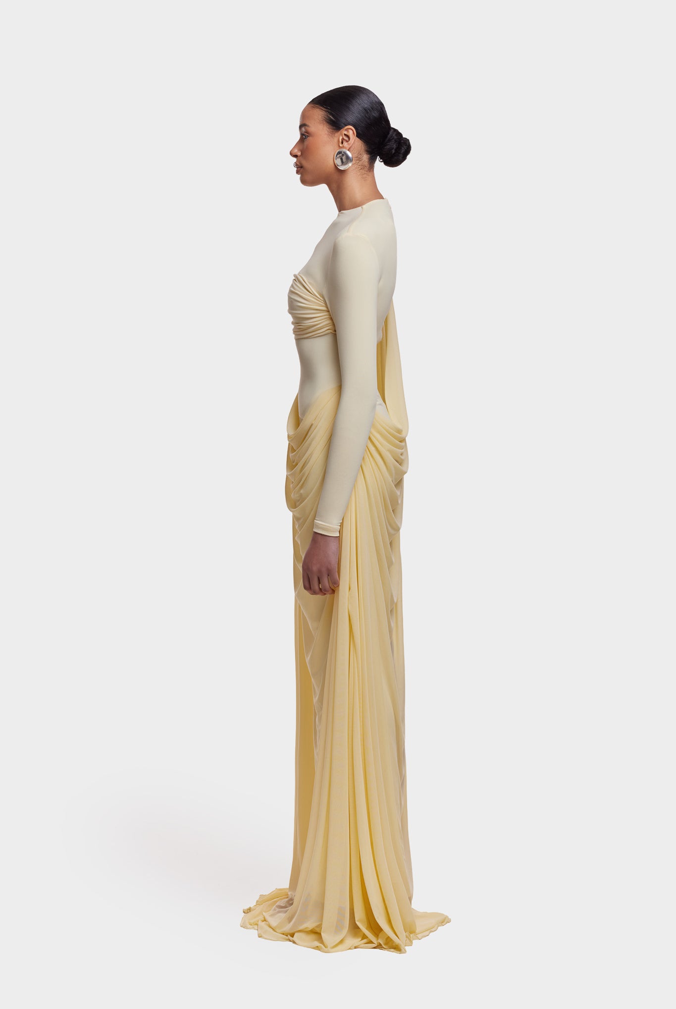 Waterfall Draped Maxi - Butter Yellow