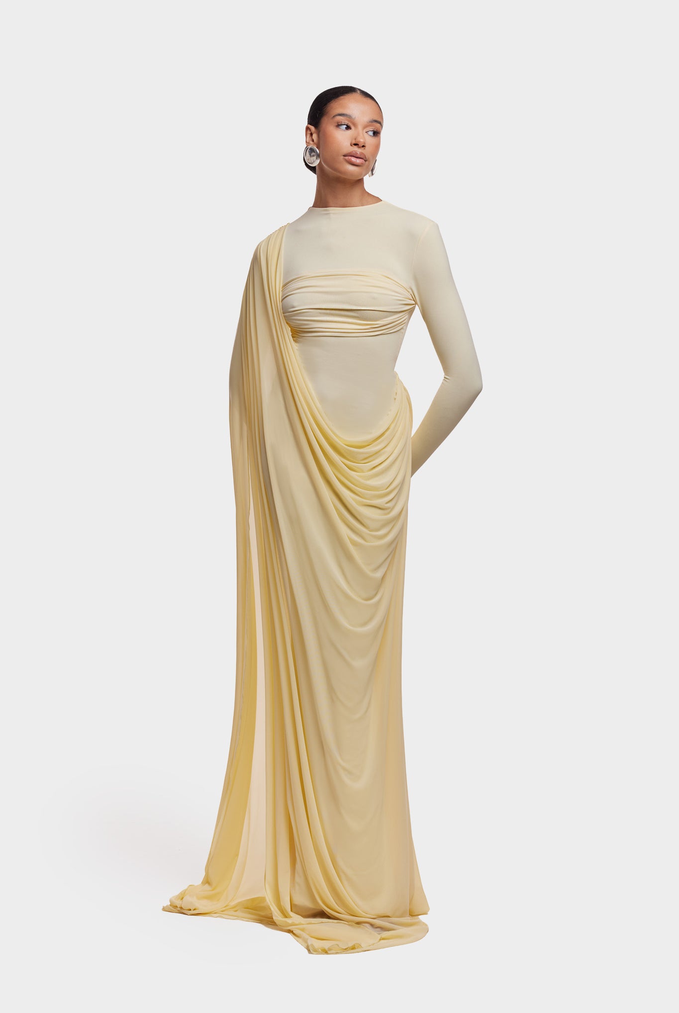 Waterfall Draped Maxi - Butter Yellow