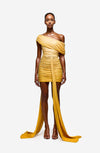 Asymmetric Ruched Mini - Yellow Ombre