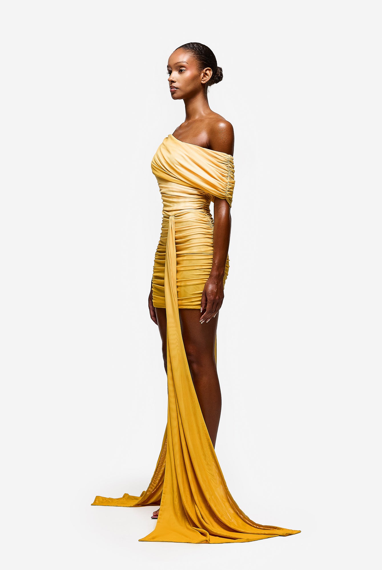 Asymmetric Ruched Mini - Yellow Ombre