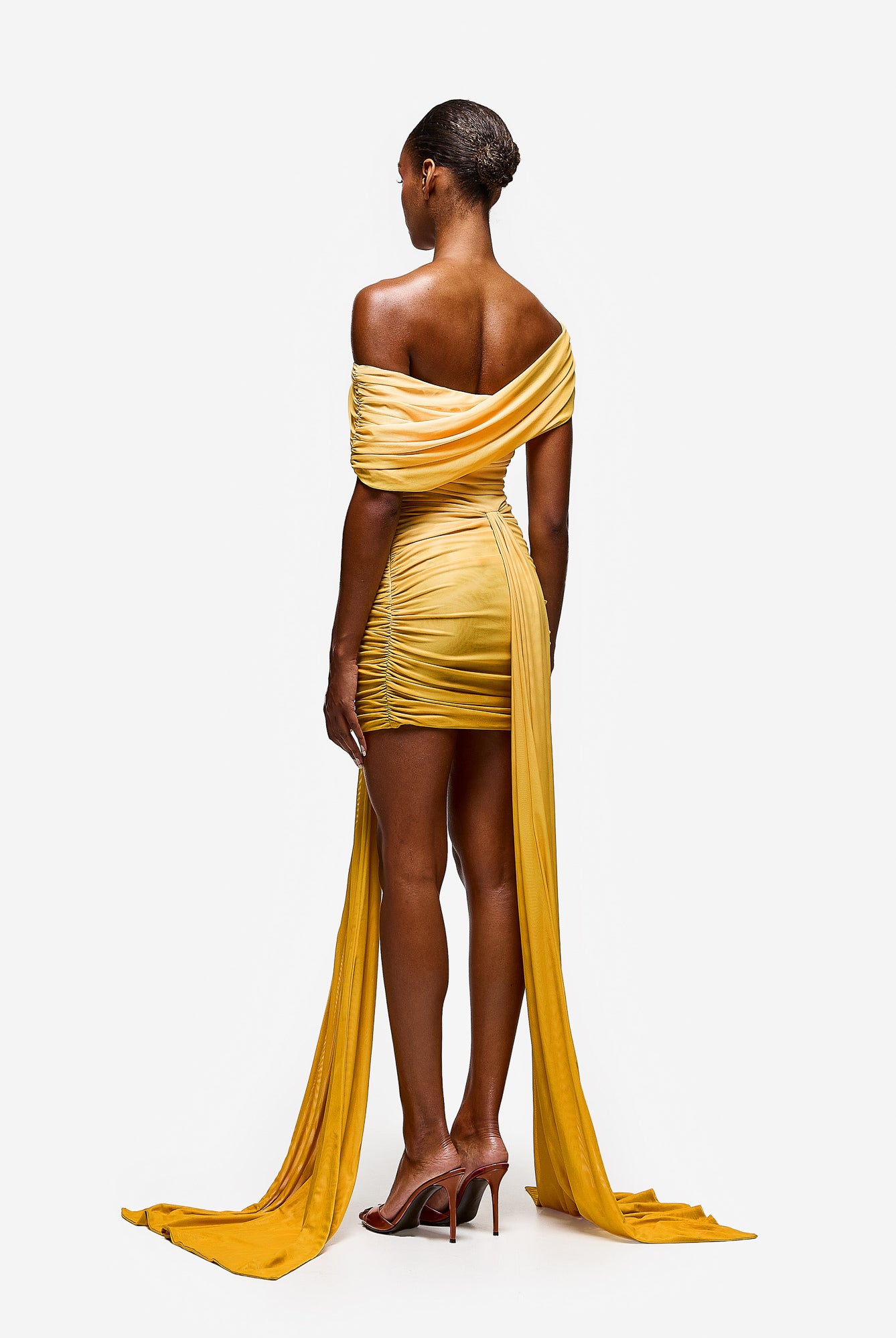 Asymmetric Ruched Mini - Yellow Ombre