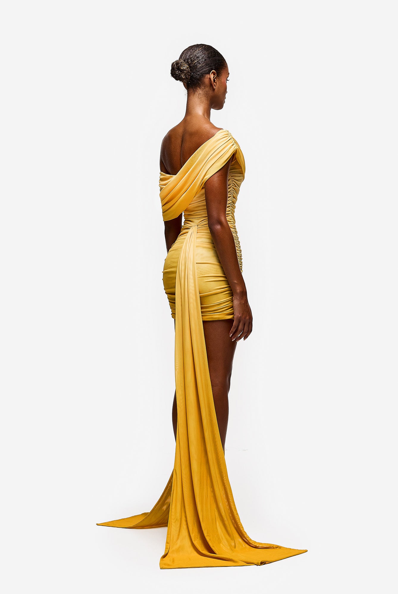 Asymmetric Ruched Mini - Yellow Ombre