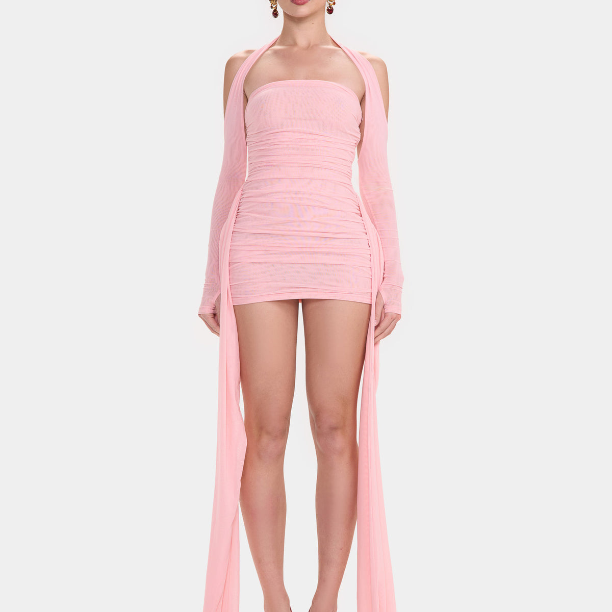⚡️(Fast Delivery)Blush Bloom Ruched Mini Dress