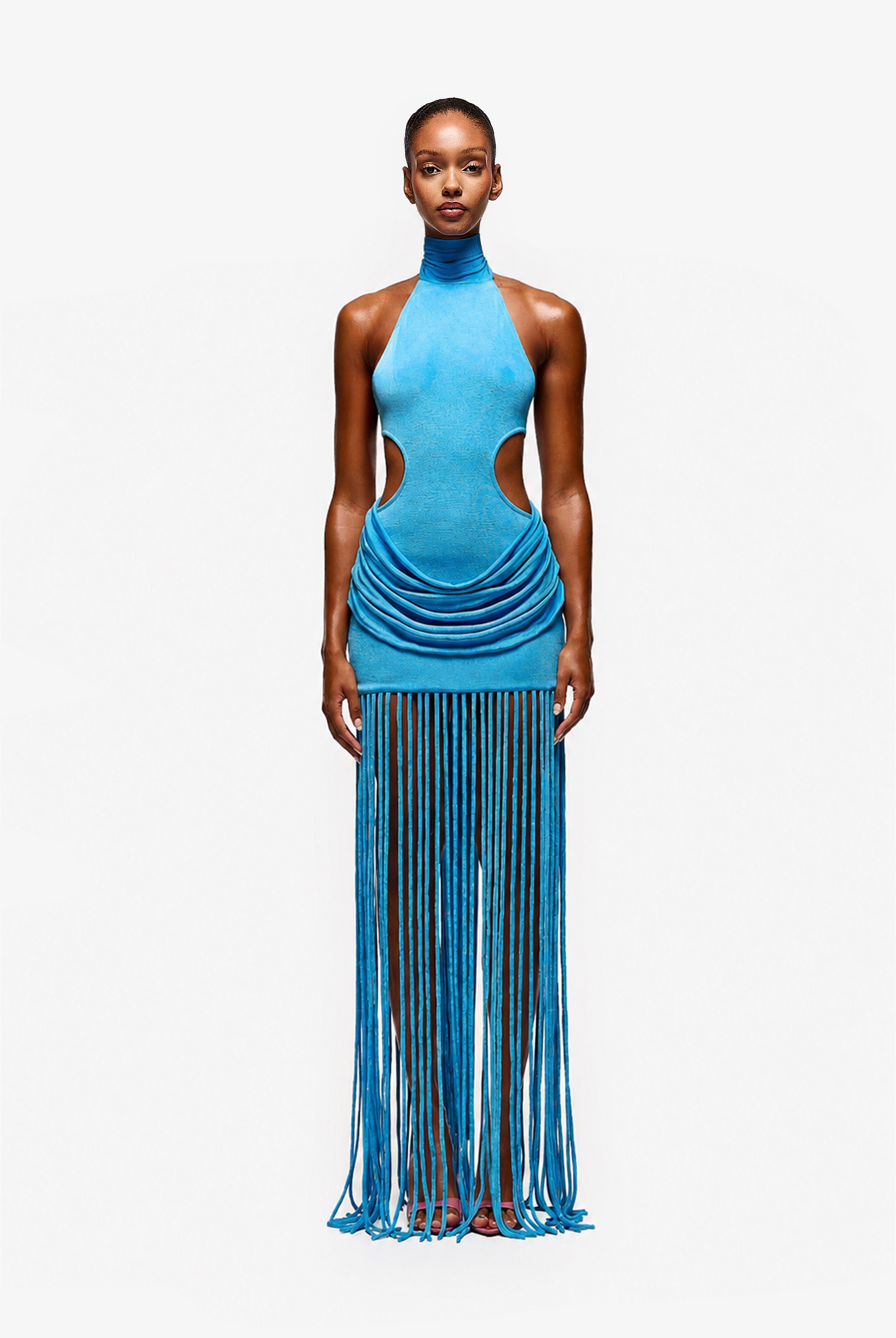 Cut Out Tassel Dress - Bahama Blue - PRE ORDER
