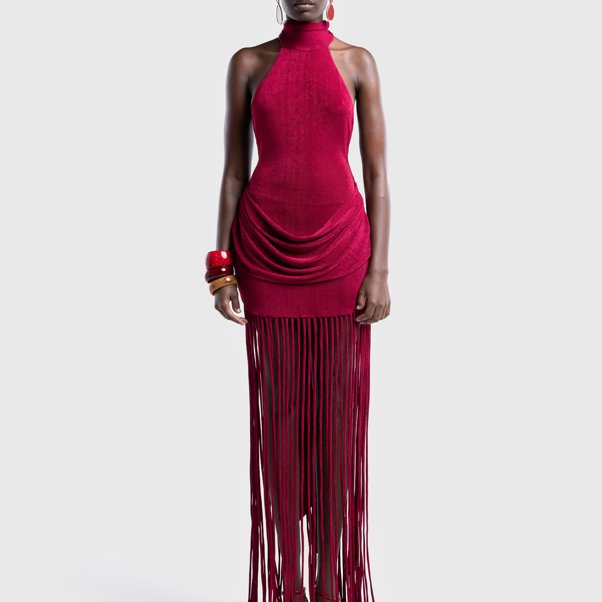 ruched tassel dress Ralph Lauren Vintage Ruched beaded-tassel Midi Dress | Blue