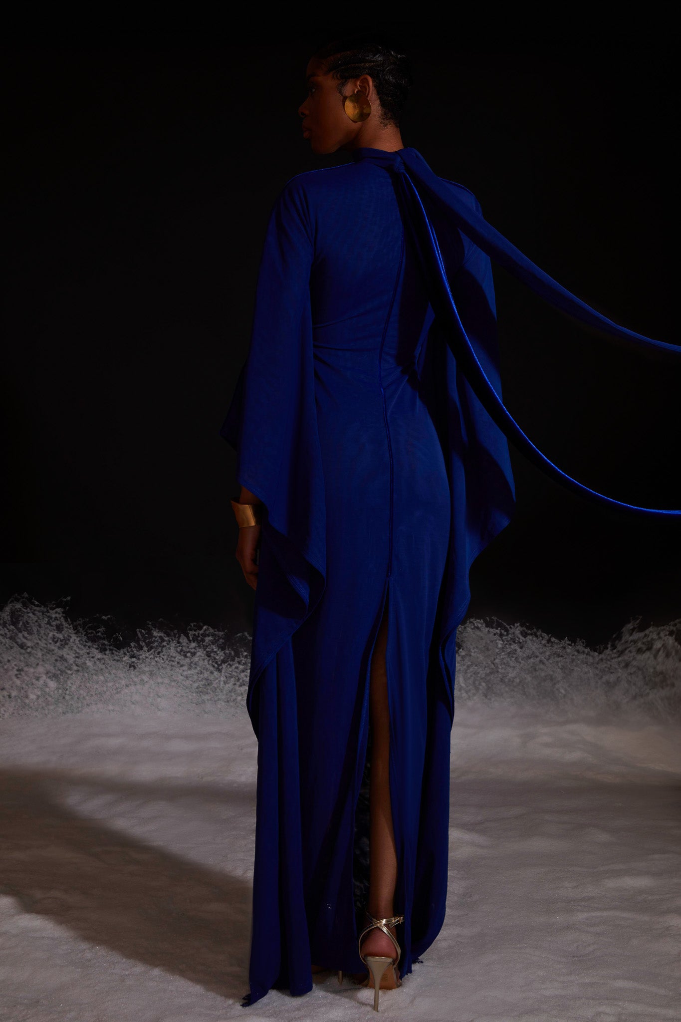 Mesh Batwing Gown - Sapphire