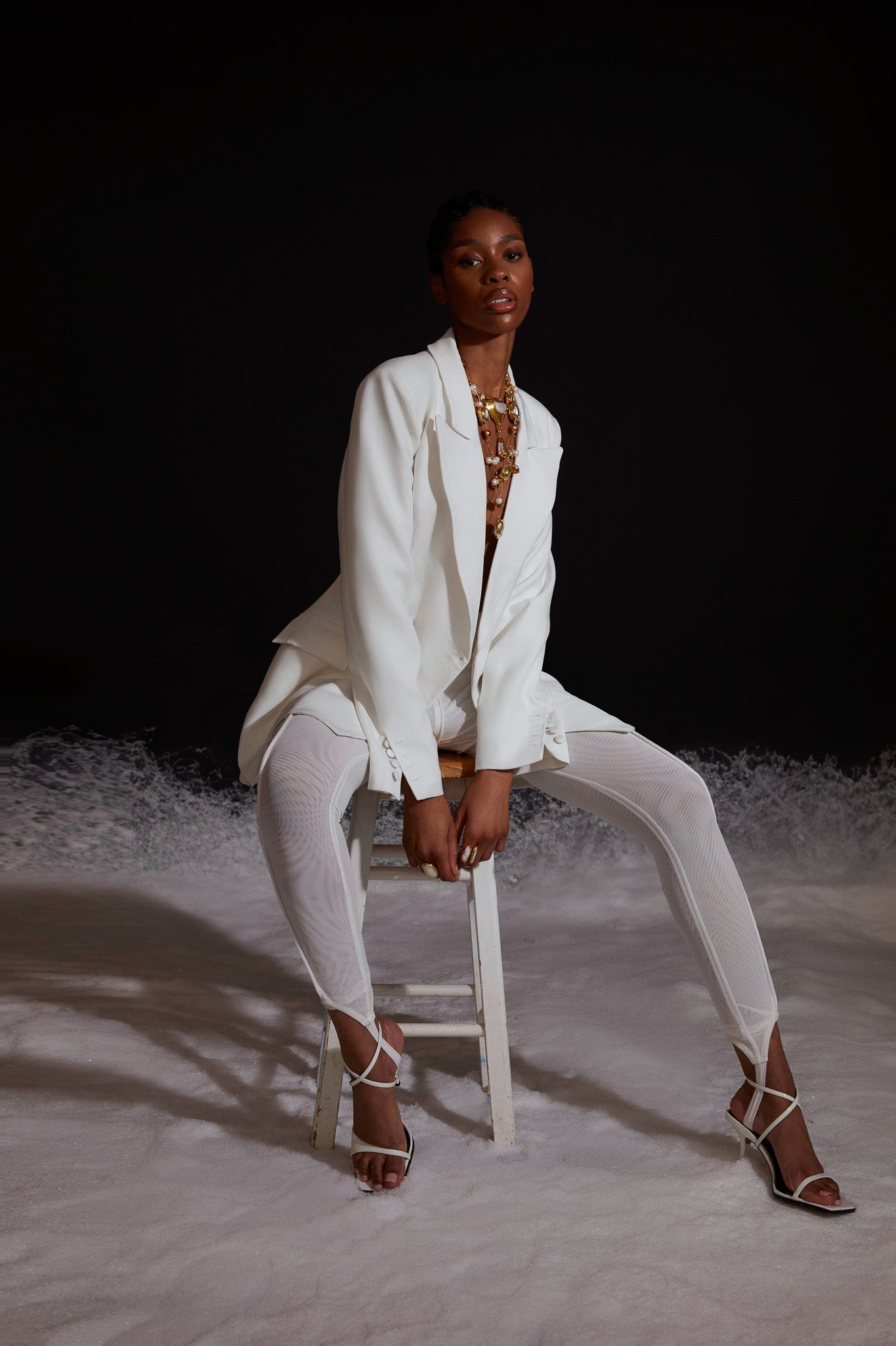Stirrup Mesh Legging Pants - Yacht White